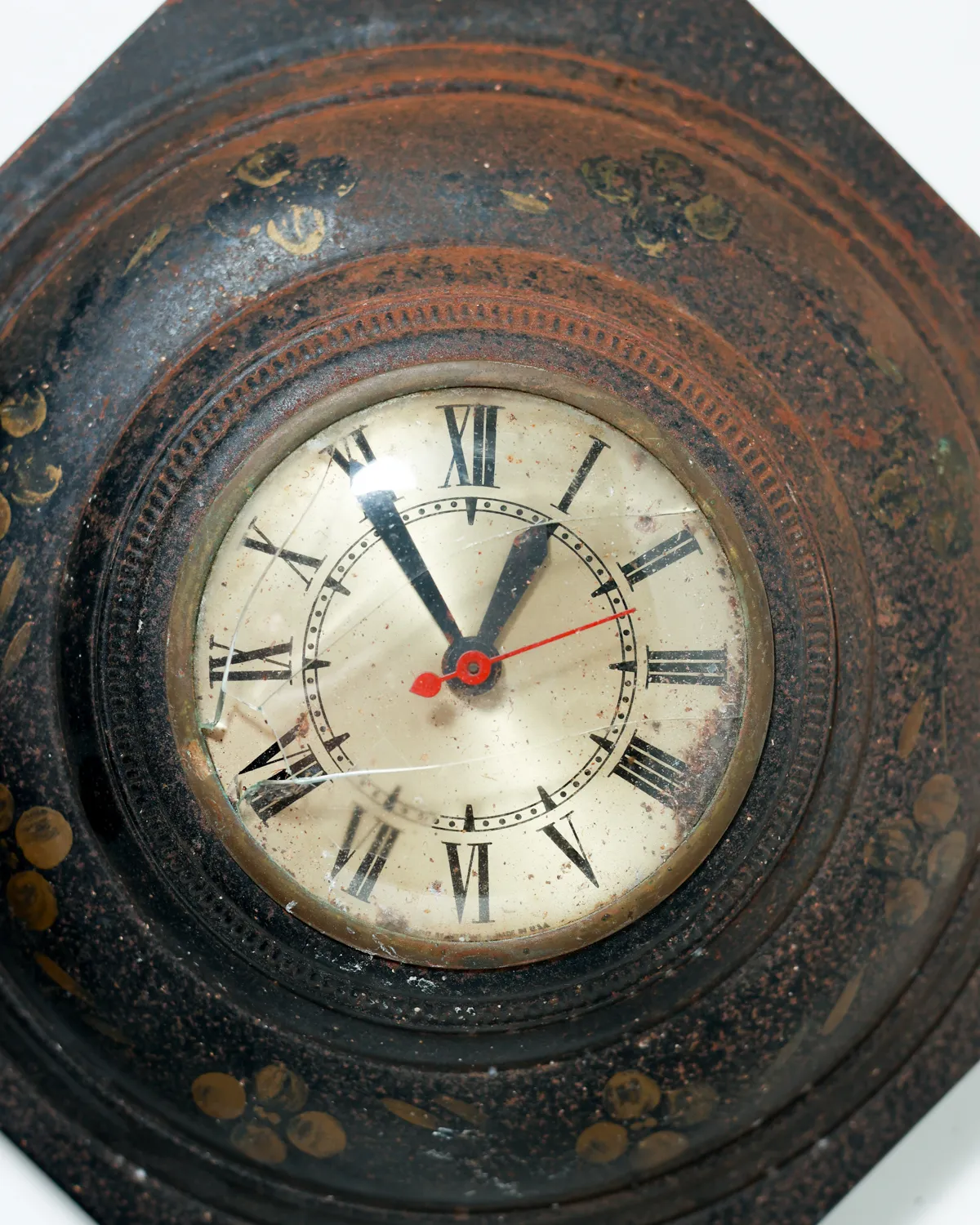Antique French Octagon Metal Wall Clock