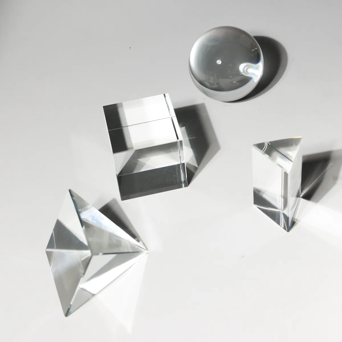 Clear Crystal Glass Optical Prism Geometry Shape Set