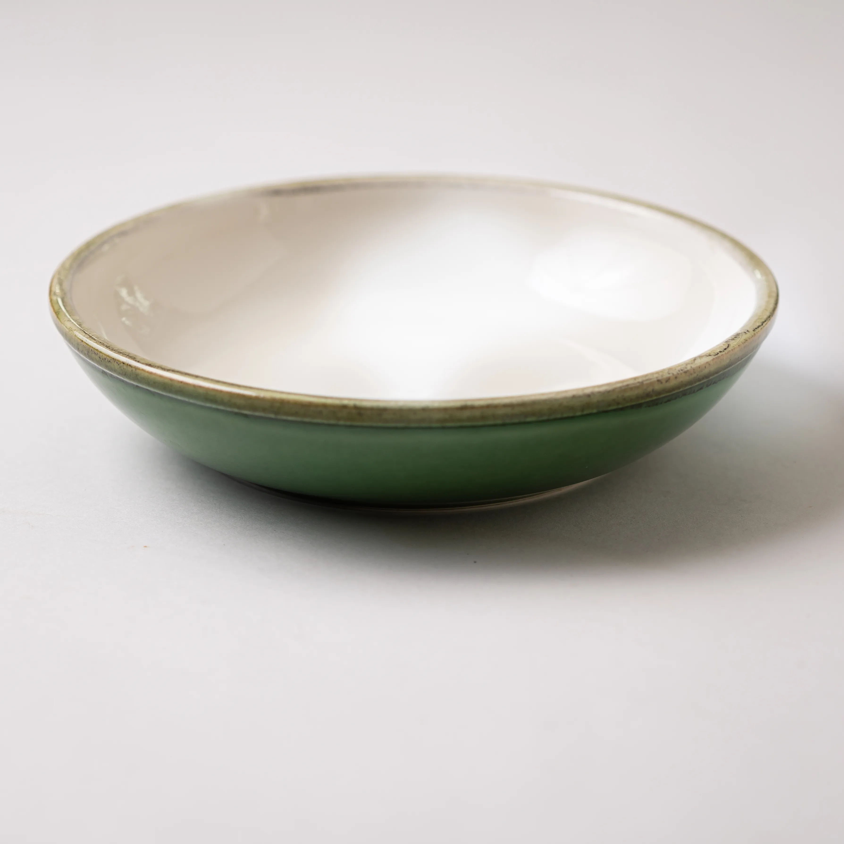 Green Bowl with Cream Center - 8.5" x 2"