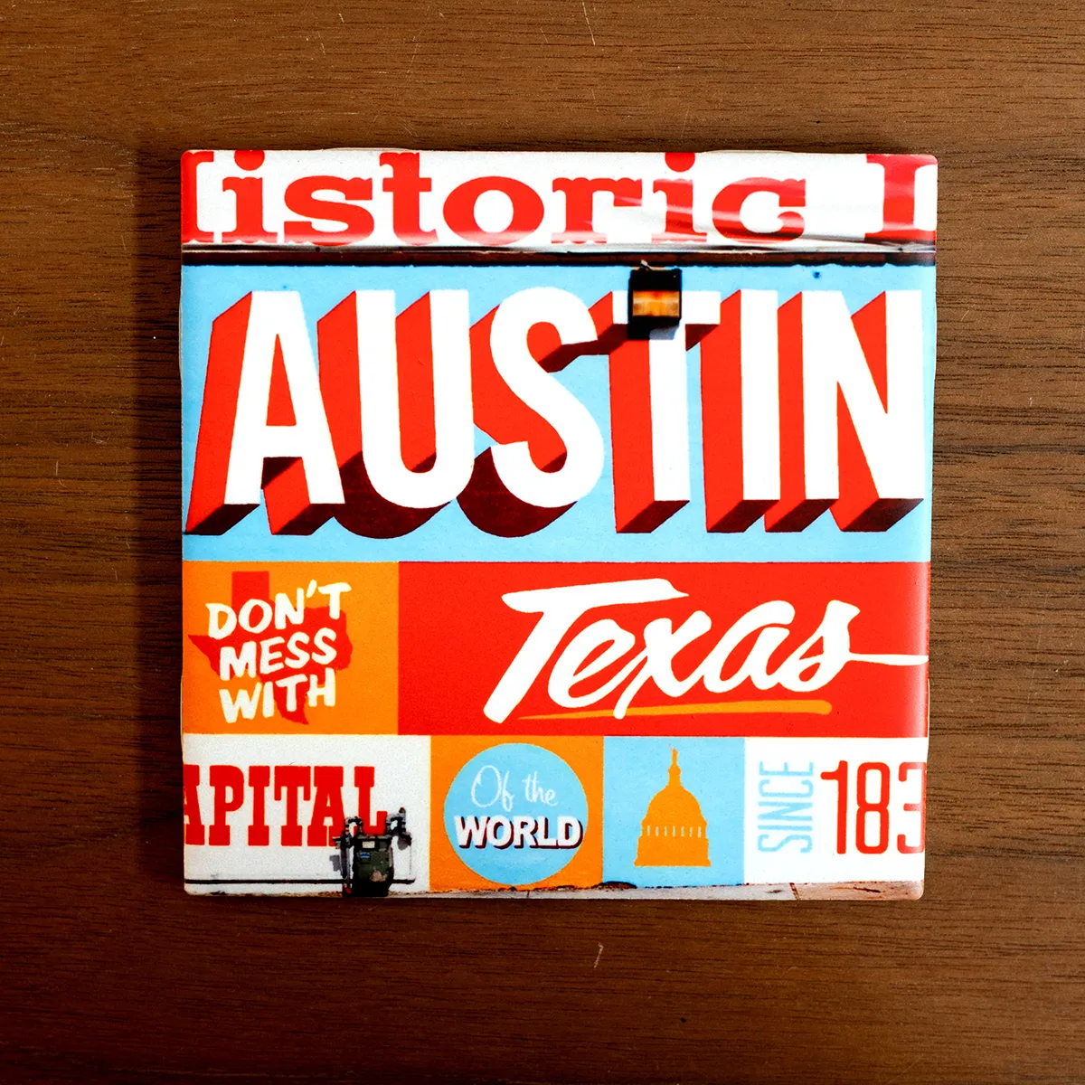 Ceramic Austin Themed Coaster