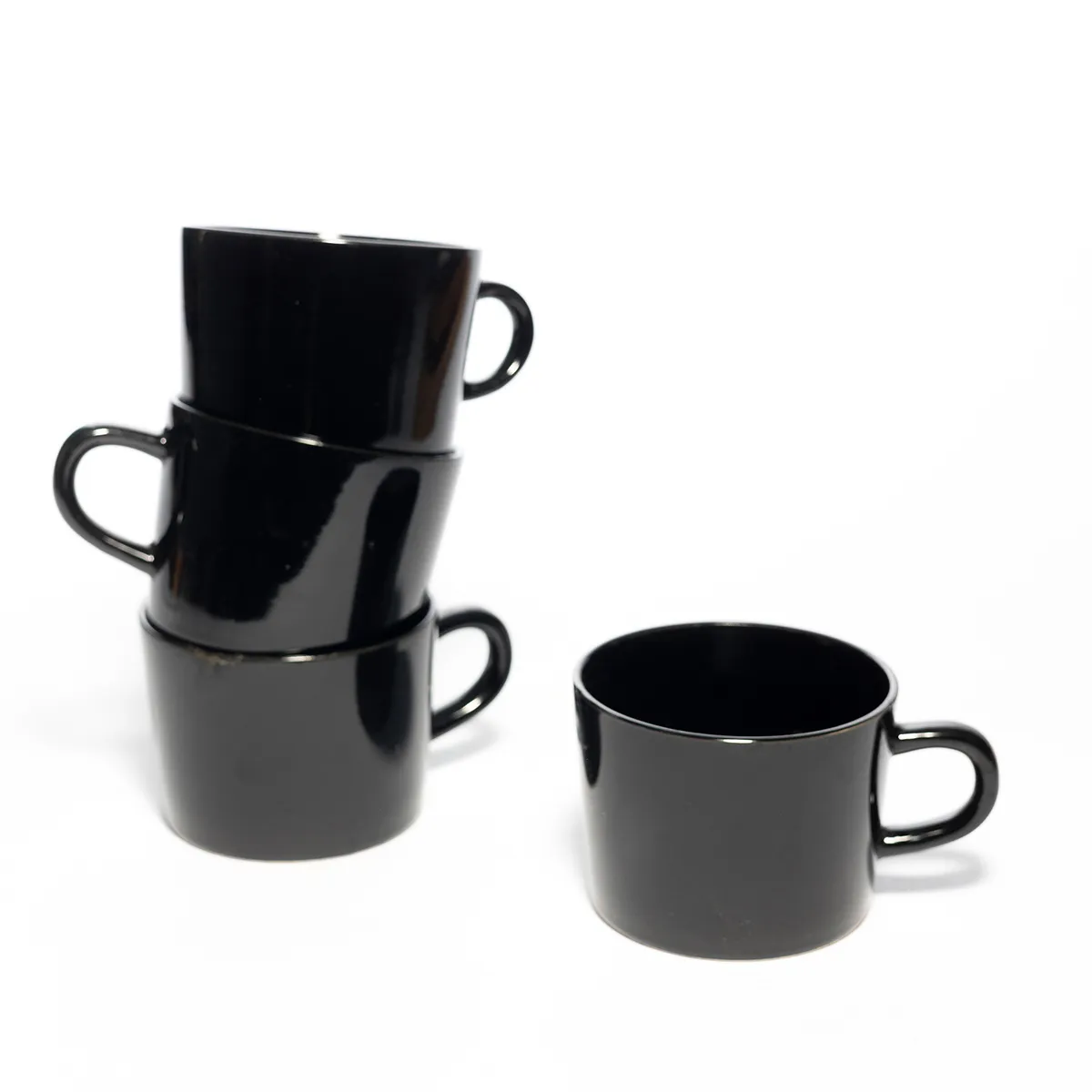 Short Black Coffee Mug Cup Stoneware Japan - 2/5" x 3.5"