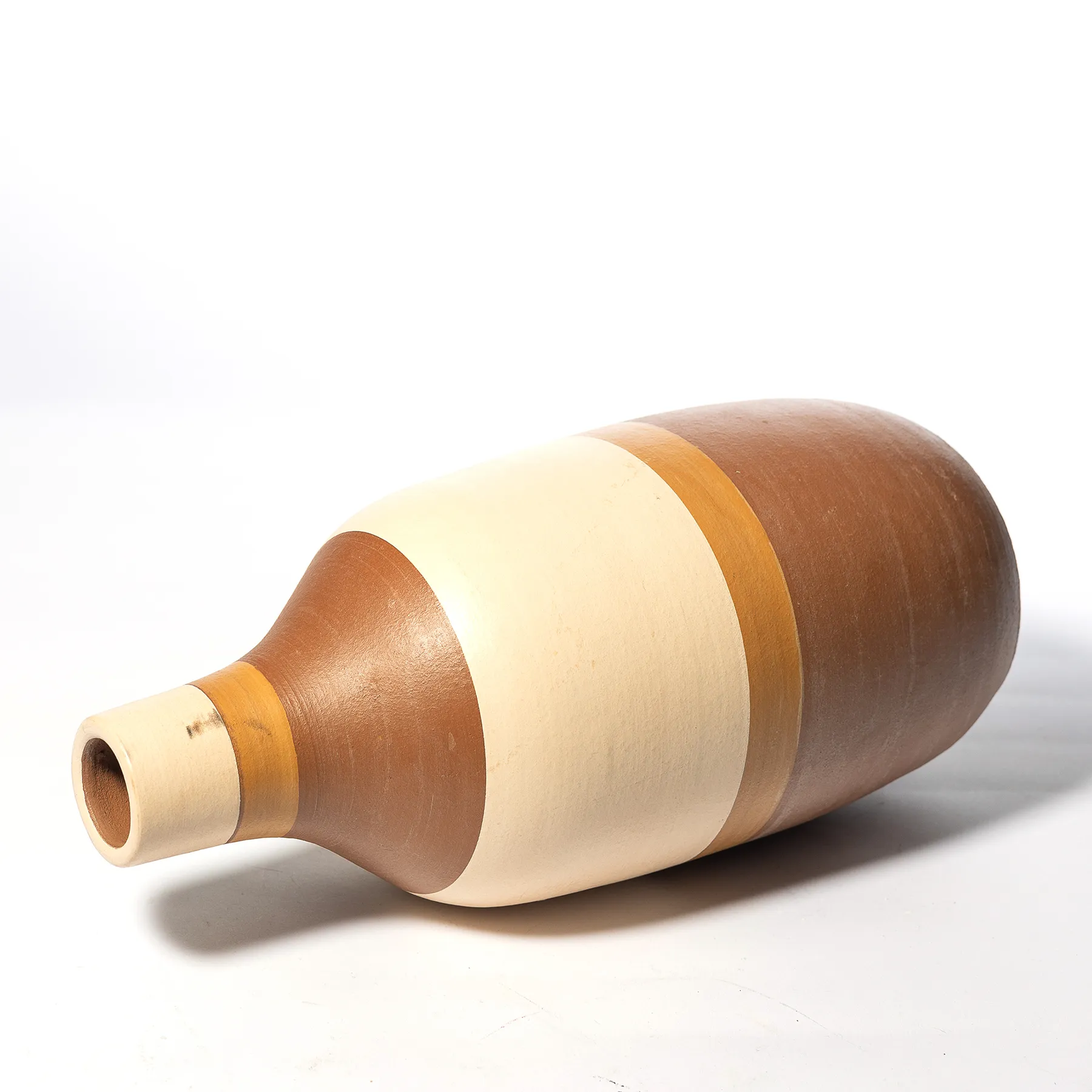 West Elm Clay Vase Oversized, Brown and Tan - 14" x 6.5"