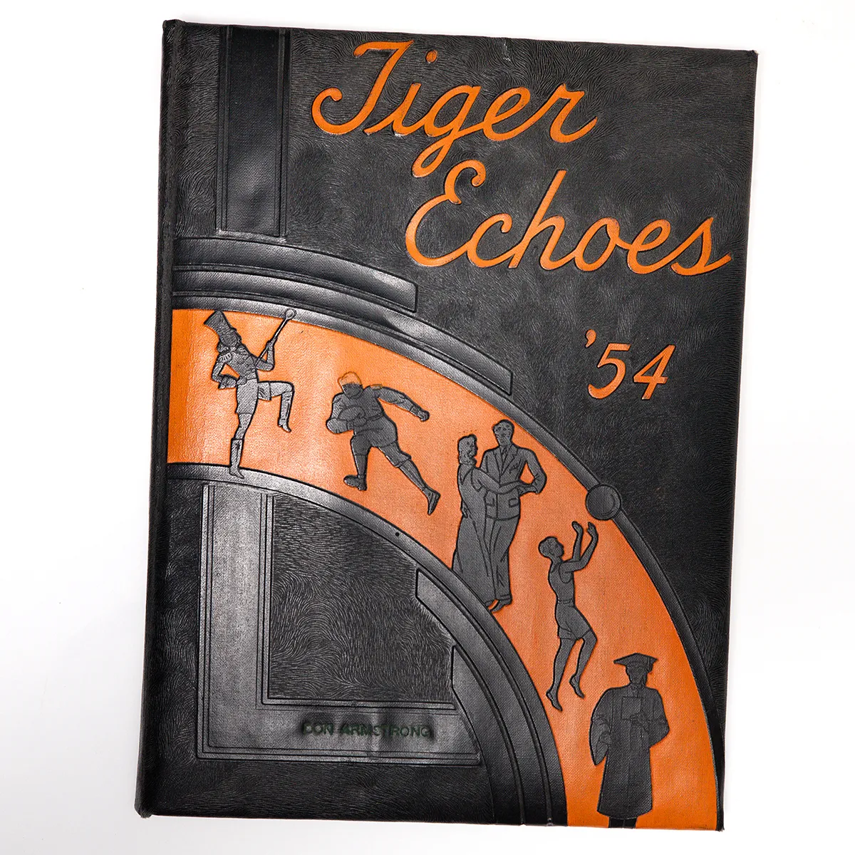 Antique Black and Orange leather bound yearbook