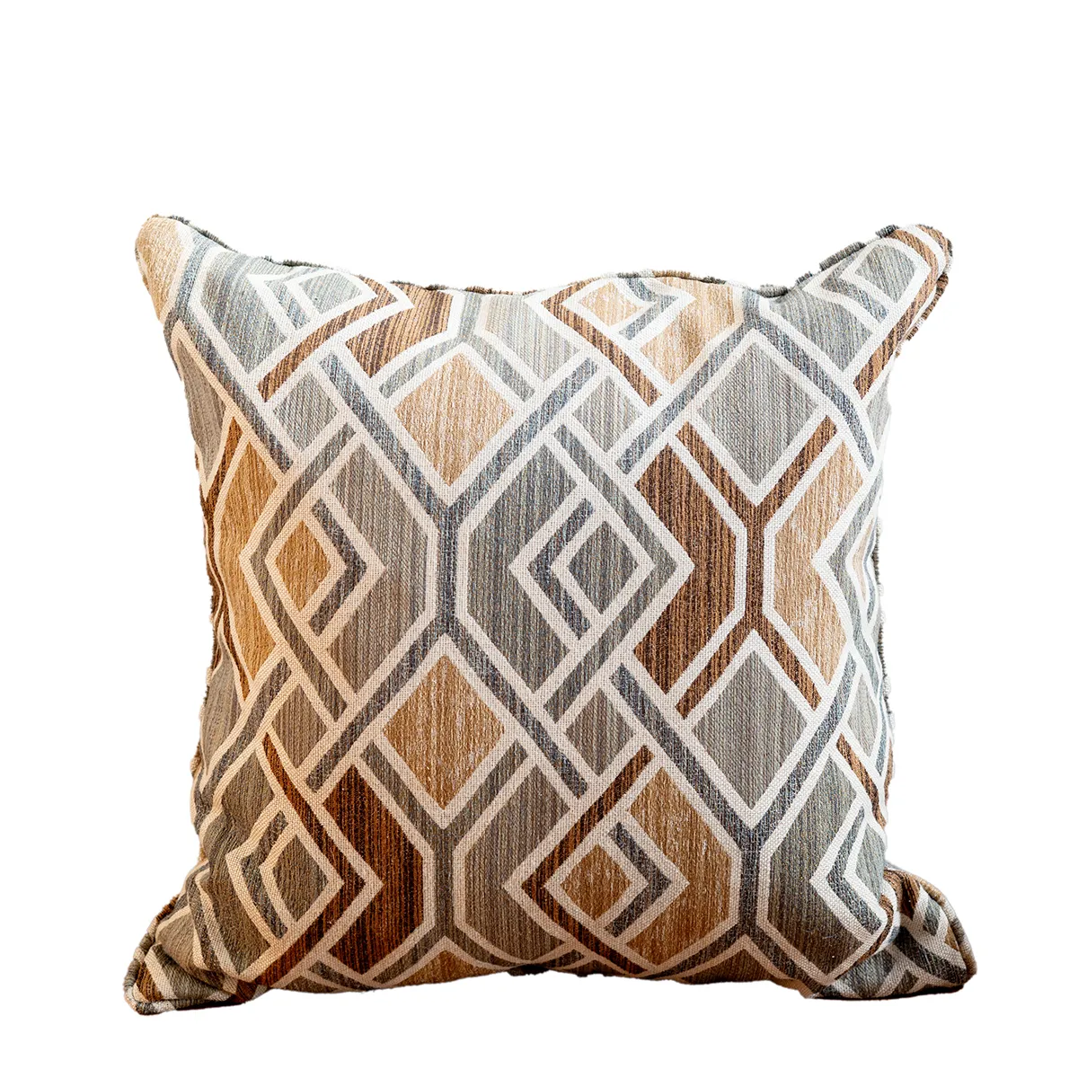 Pillow: Decorative Throw Pillow Neutral Brown Gray and Beige in a Diamond Pattern