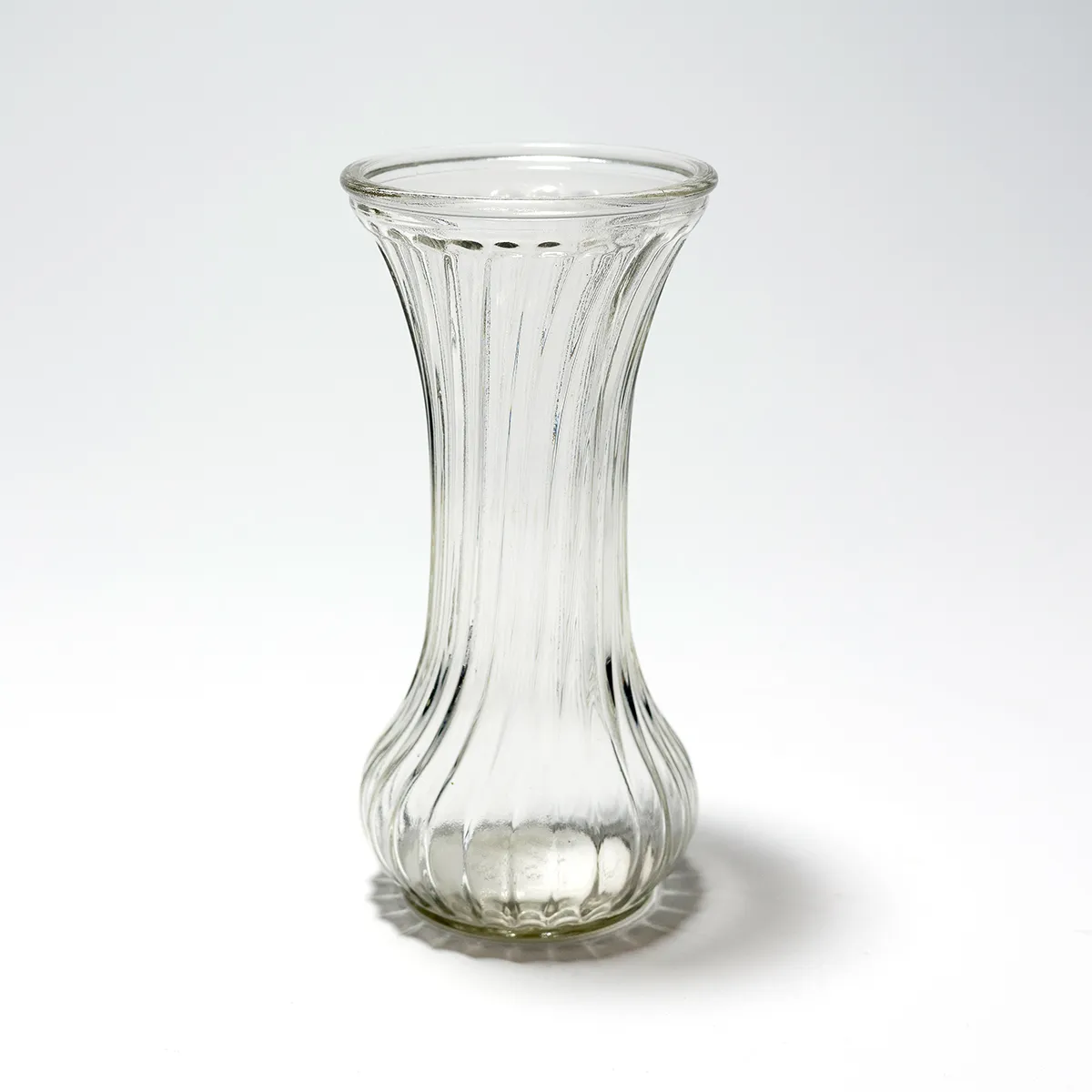 Housewares Vase: Hoosier Clear Ribbed Glass Flower Vase 