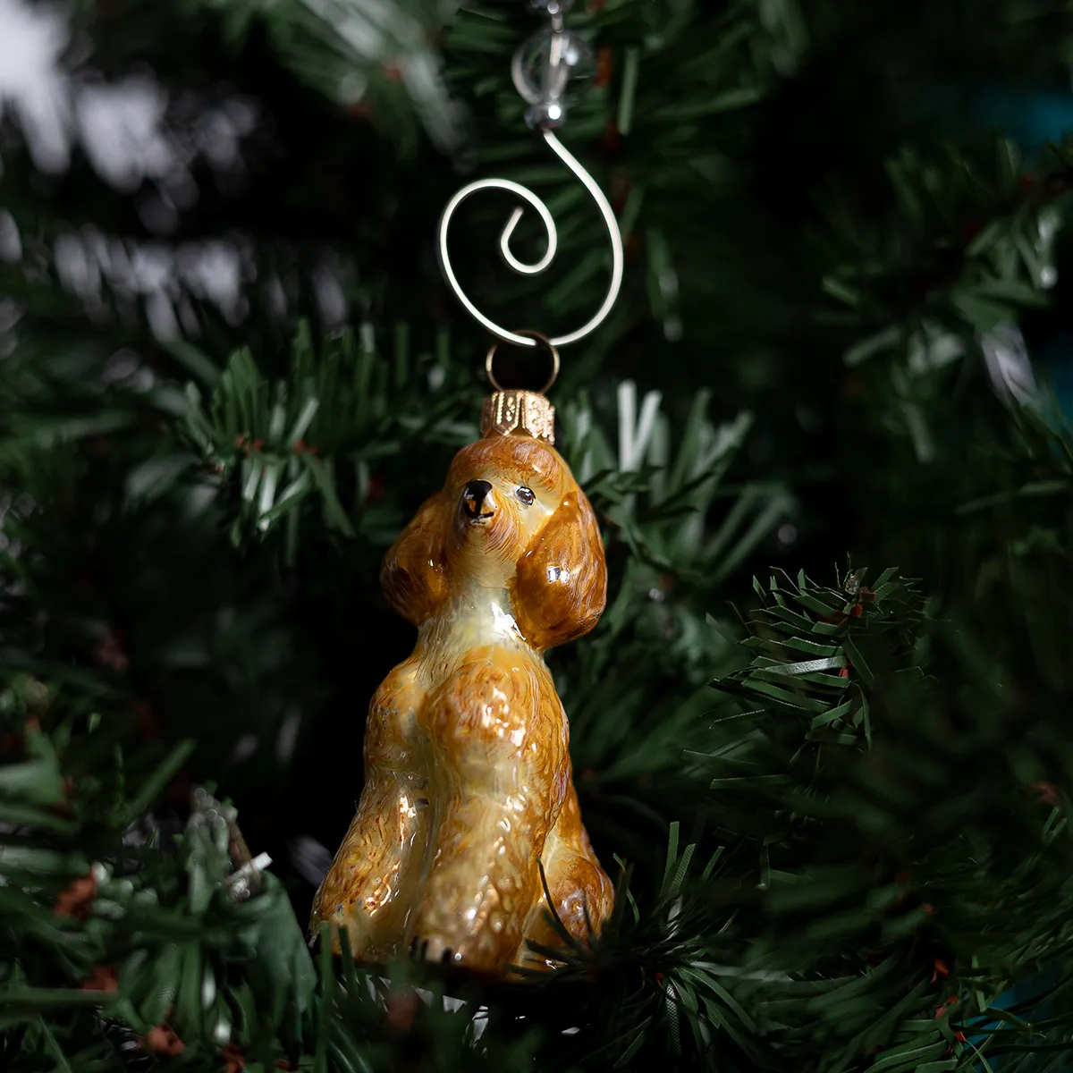 glass Golden Labradoodle Christmas Tree Ornament