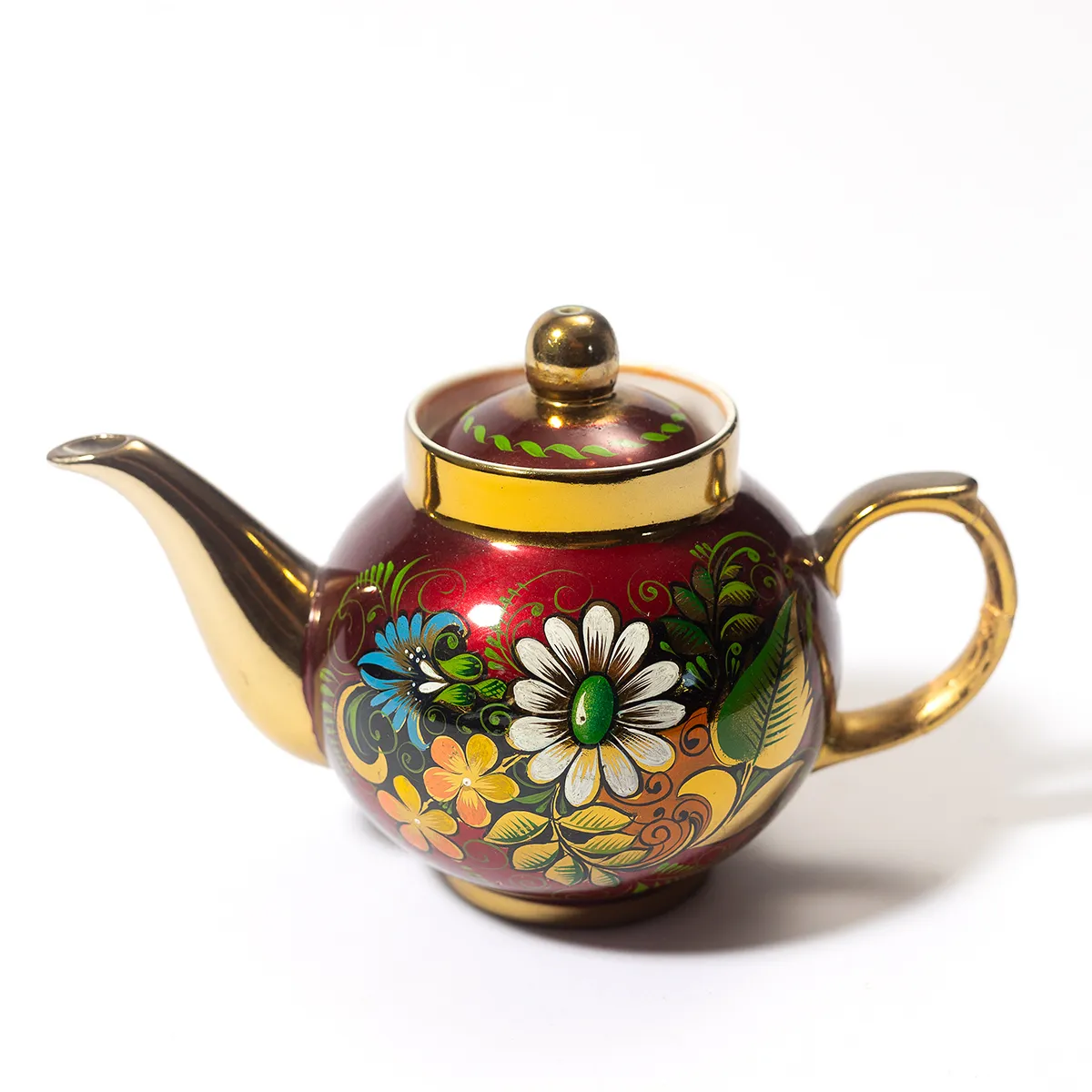Vintage khokhloma samovar teapot - 8.5" x 5.5"