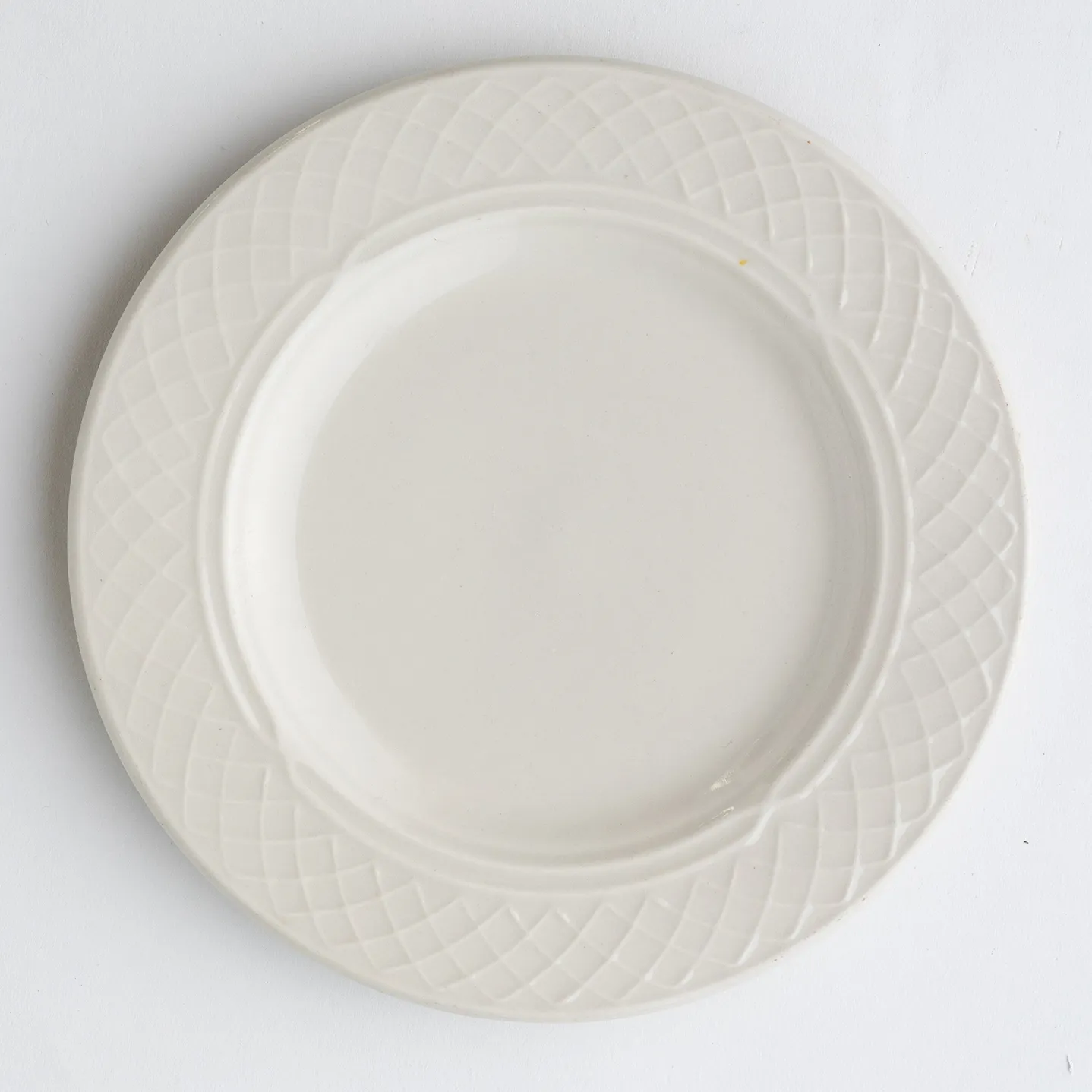 Cream Salad Plate Lattice Detailed Rim 8 1/8" diameter