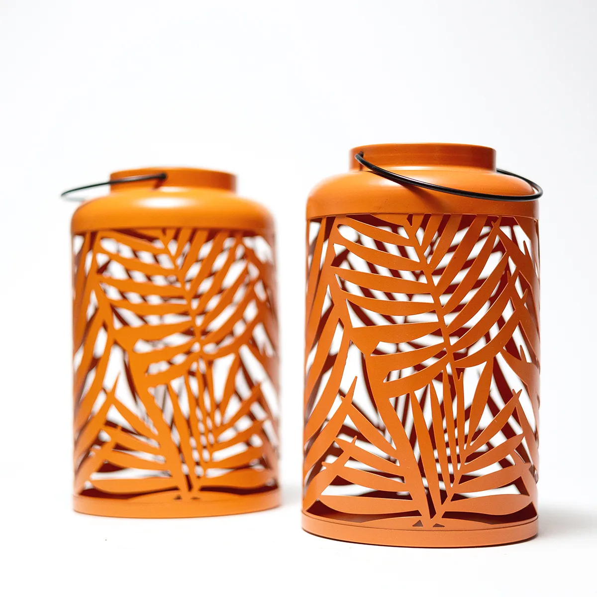 Solar Lanterns Tropical Plants Orange Metal Outdoor Hanging Solar 