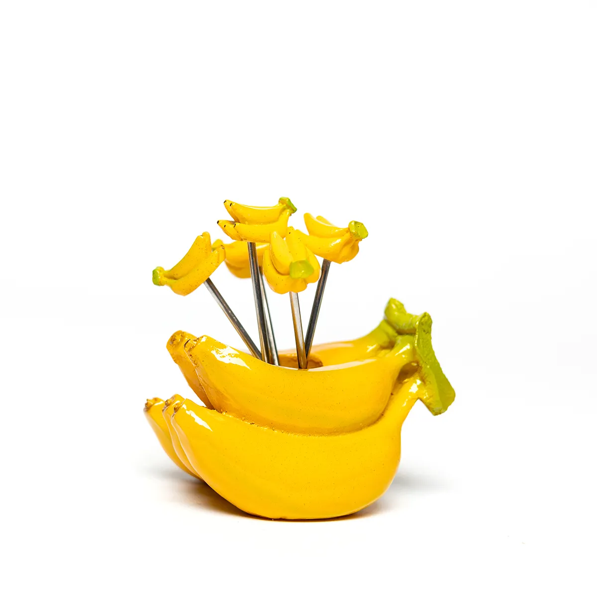 Resin Handmade Banana Figurine with Banana Fruit Toothpicks  Hors d'oeuvres Appetizers with 6 cocktail forks Veggie Cocktail Picks Resin Fruit Shaped Cocktail Forks, Hand Made