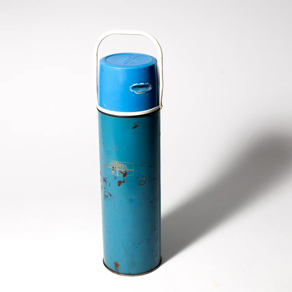 Vintage Light Blue King-Seeley Thermos Carry Handle Cup Lid