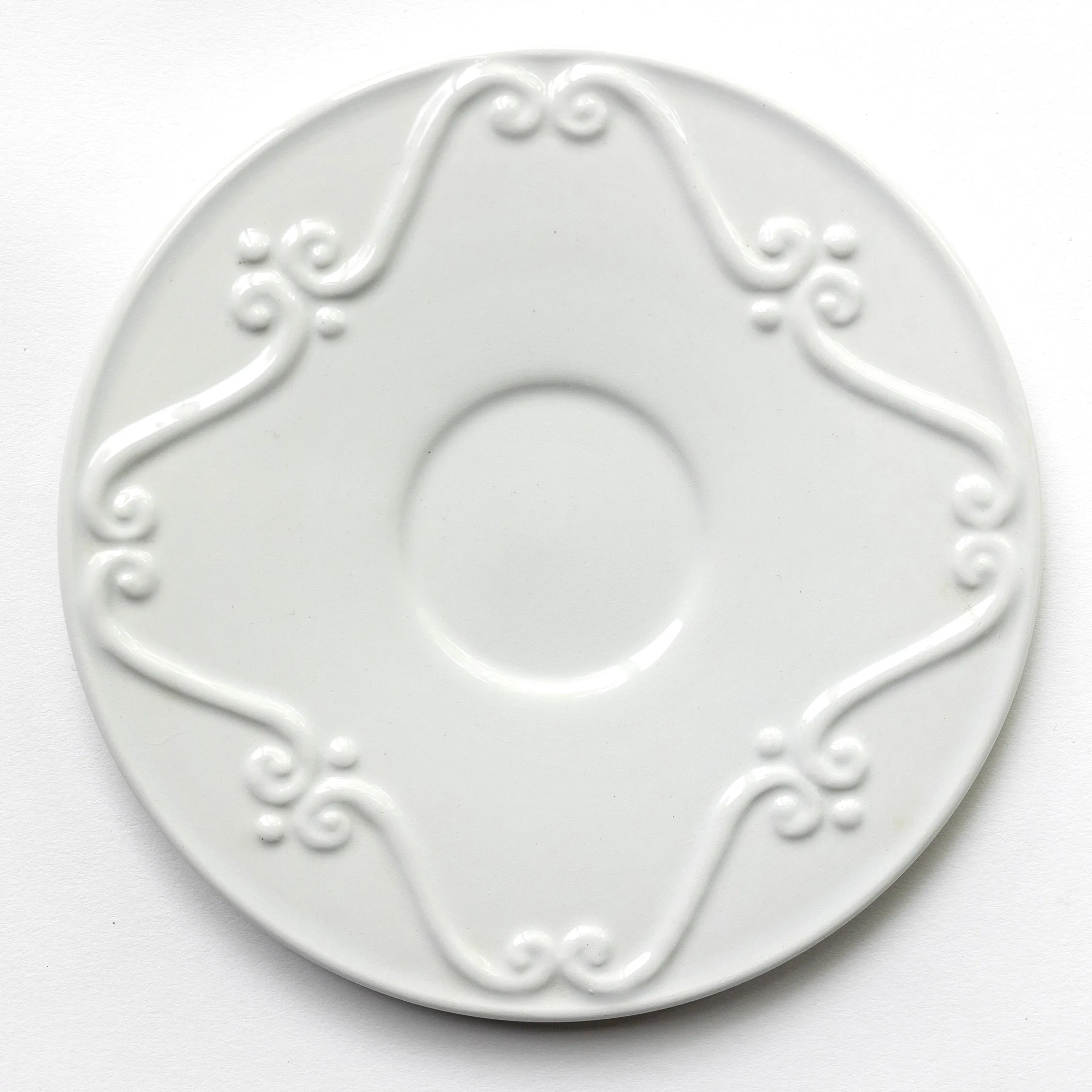 Vintage White Embossed Saucer - 6.5"