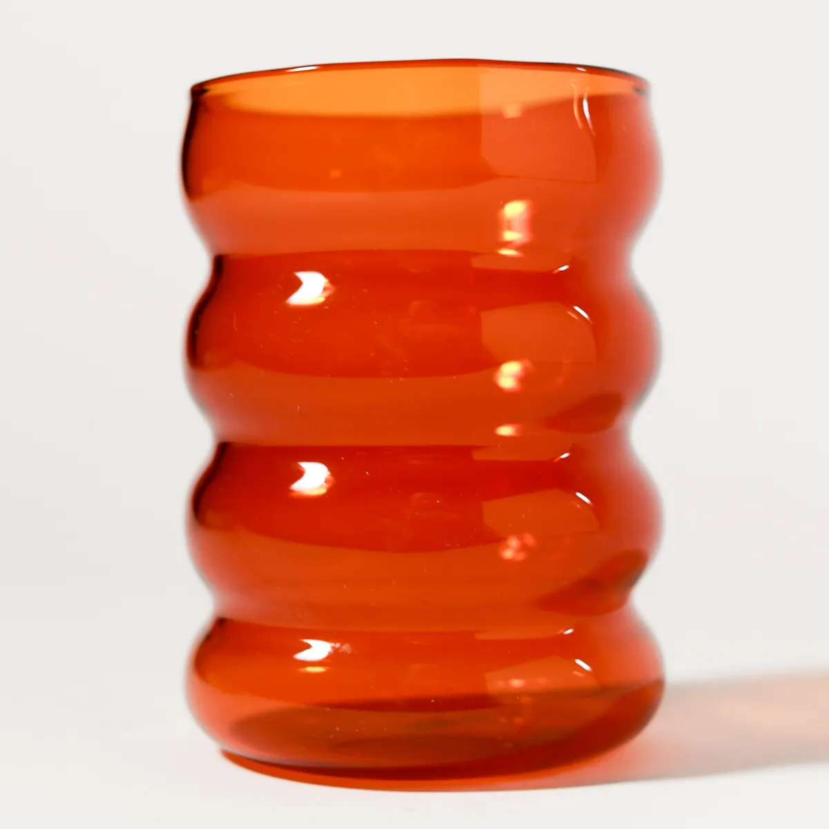 Retro Amber Bubble Glass Sculptural Mid-Century Tumbler