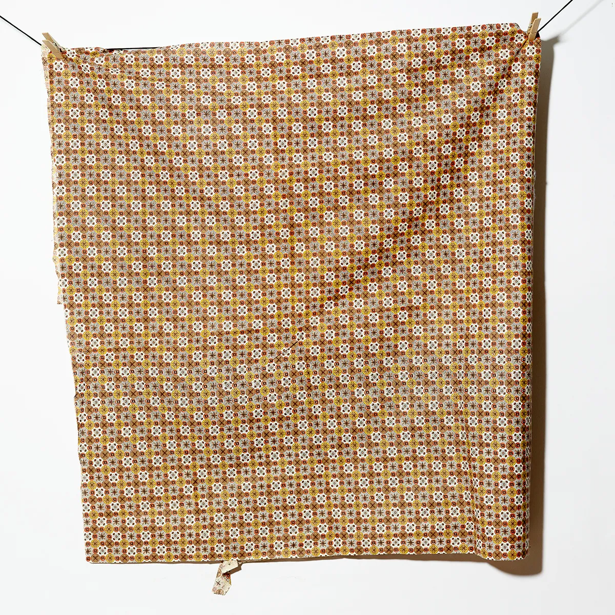 Surface Fabric: Brown Orange tan vintage fabric, masculine, tablecloth, surface, wallpaper - 