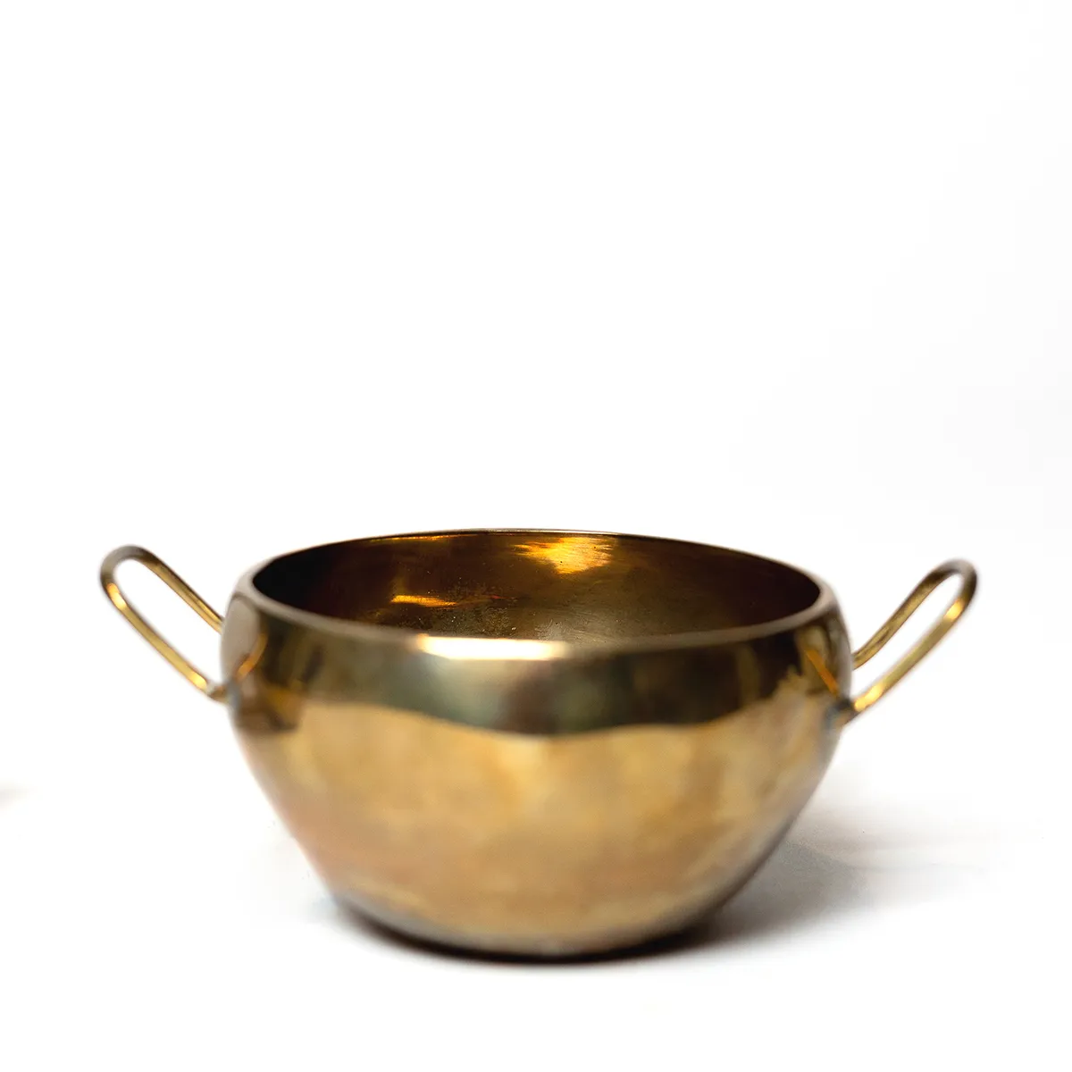 Mid Century MCM Thai Bronze and Teak Silverware Sugar Bowl and Creamer Set