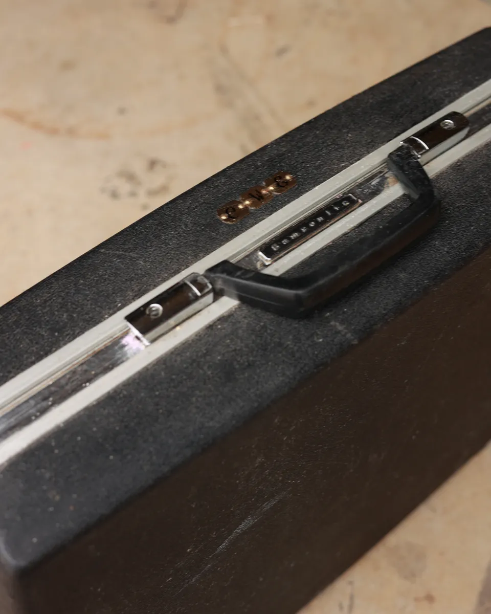 Vintage Black Hardshell Instrument Case Metal Latches Briefcase