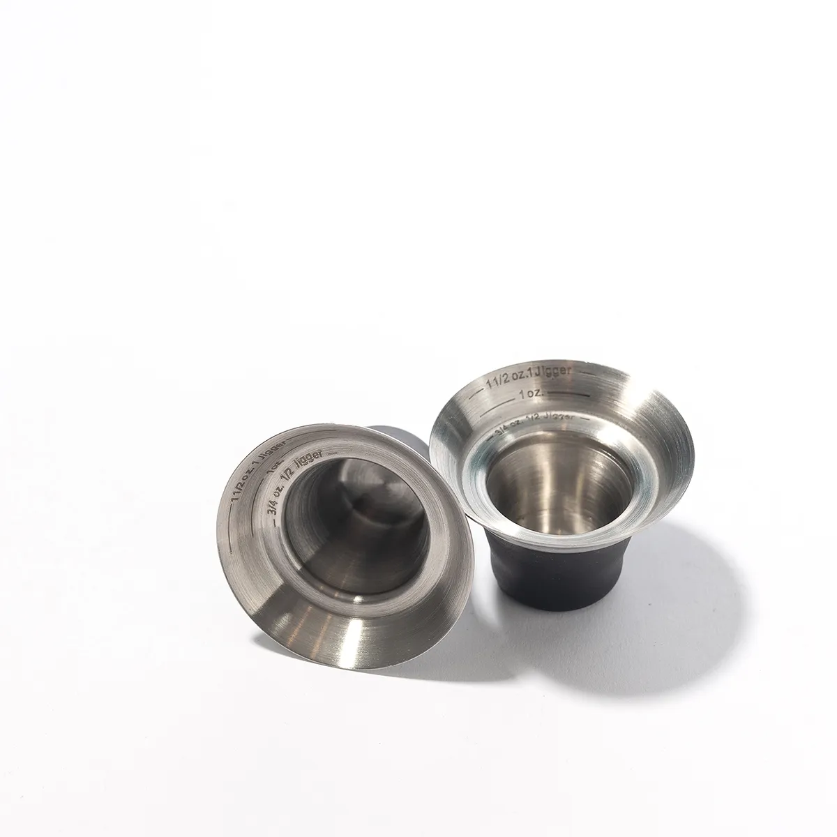 Silver Metal Jigger with Black Rubber Nonslip Bottom Oxo - 1.75" x 2.5"