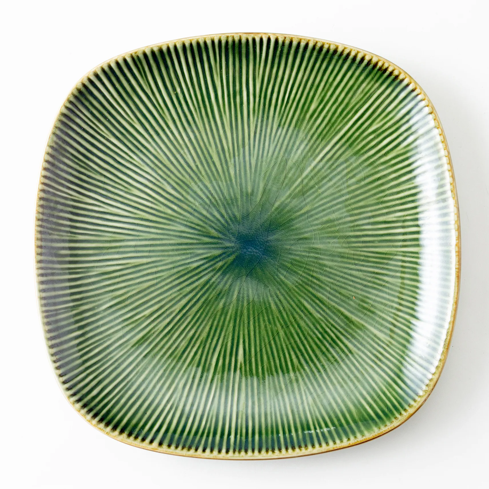 Square Green Plate with lines leading out Size 8.5" x 1"
