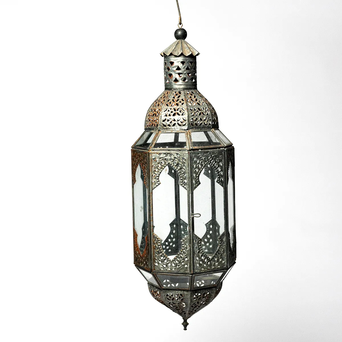 Pewter Outdoor Ornate Patio Candle Lanterns Rusty Patina