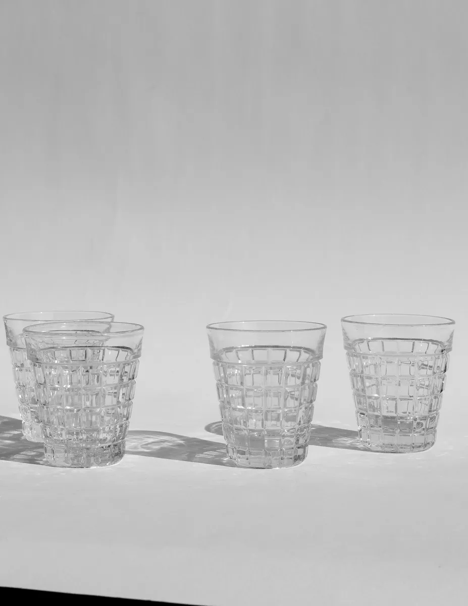 Heisey Victorian Clear Pressed Block Pattern Rocks Glass