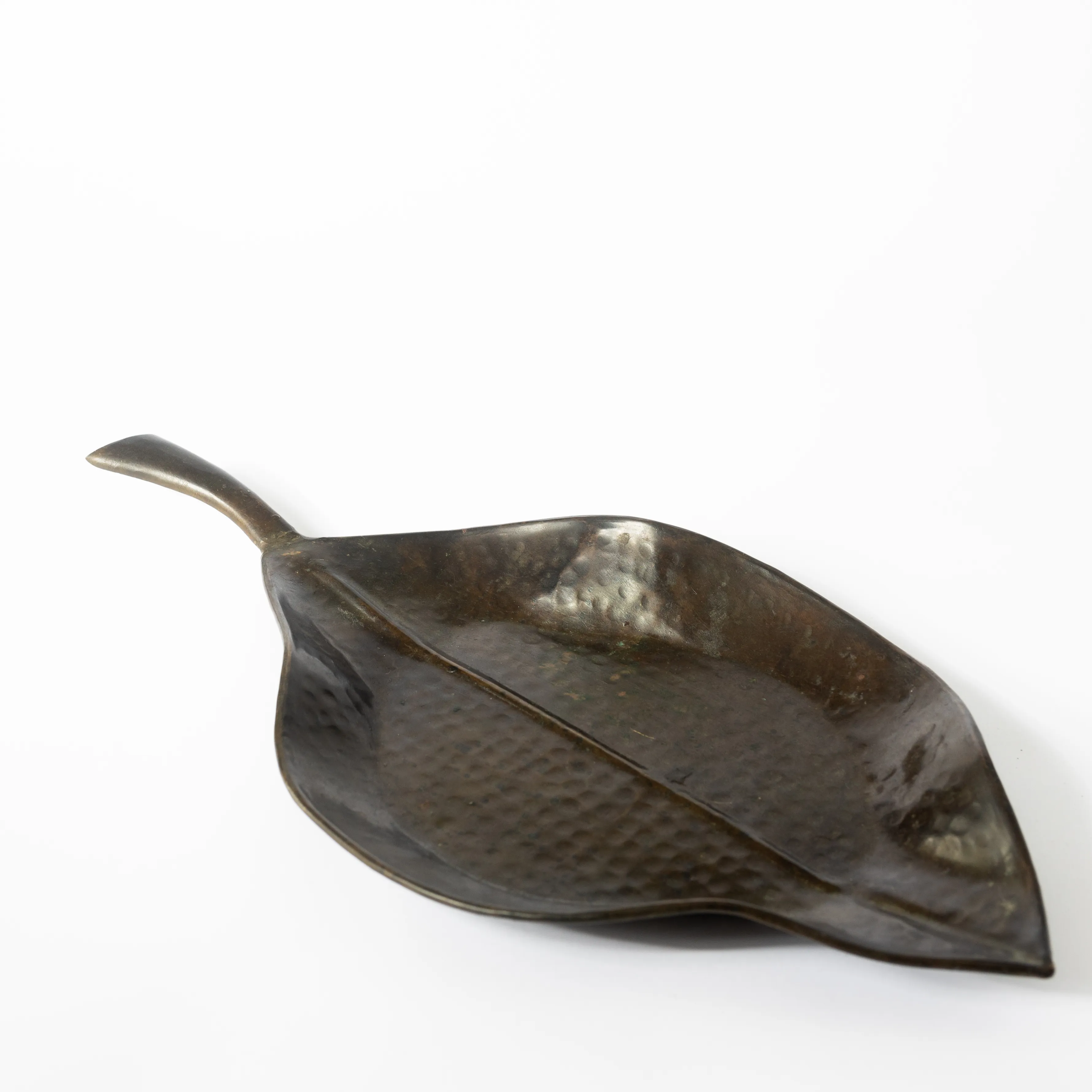 Handmade Wrought Iron Tray in the Shape of a Leaf - 23" x 11" 