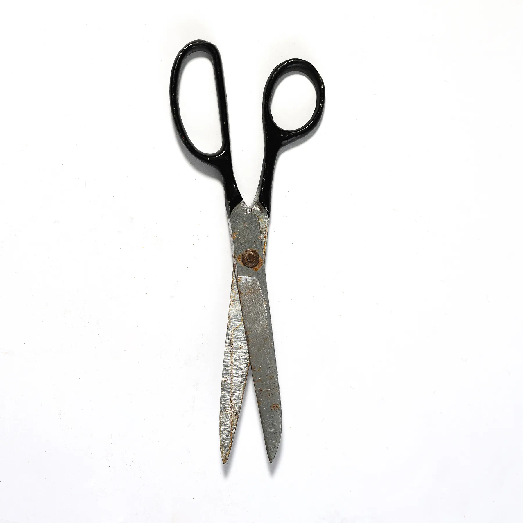 Scissors Metal with black painted handle, Vintage - 8"