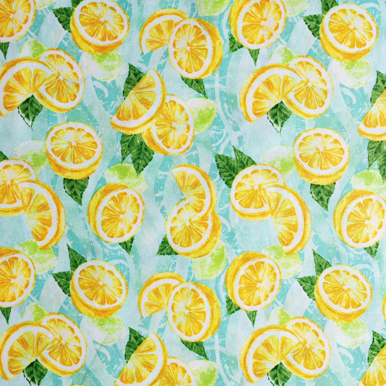 Fabric Yellow Lemons with Blue Background - 3' x 3.5'