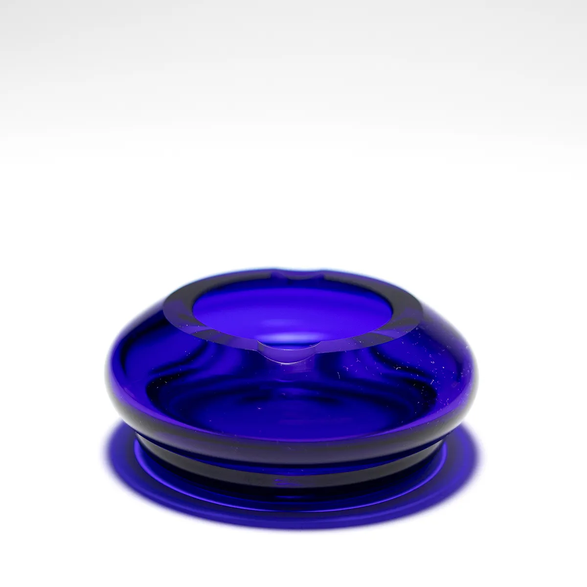 Small Blue Cobalt Art Deco Heavy Glass Ashtray.