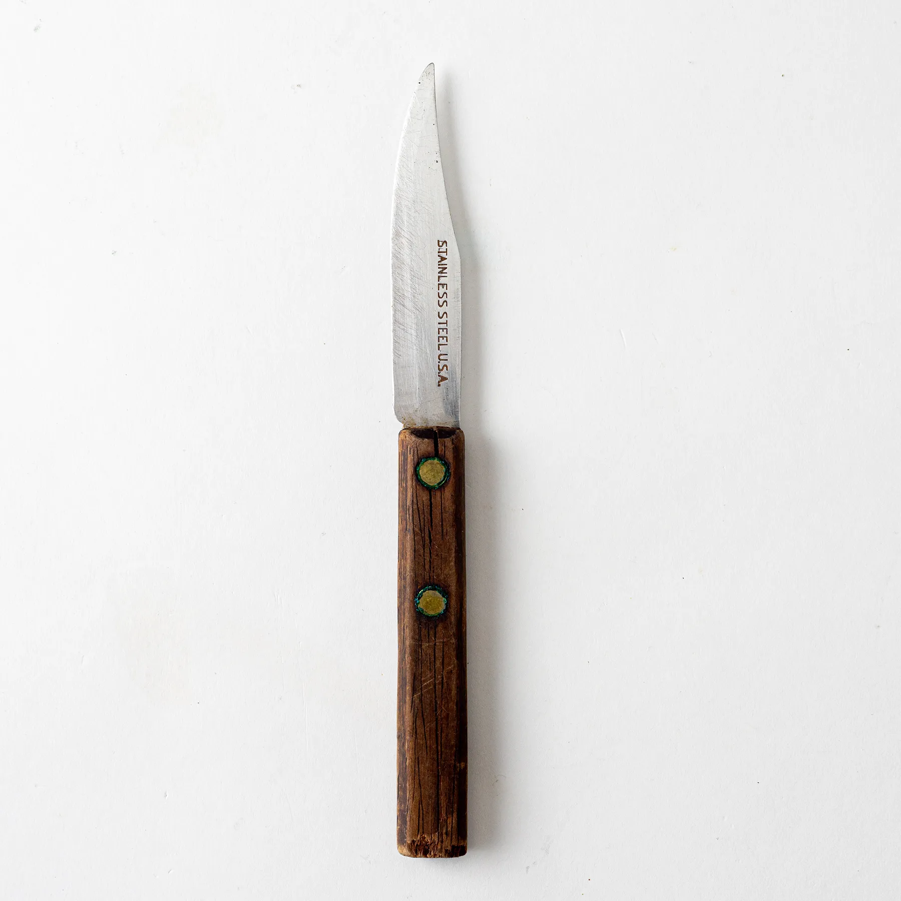 Vintage Stainless Steel Pairing Knife Wooden Handle - 6.5"