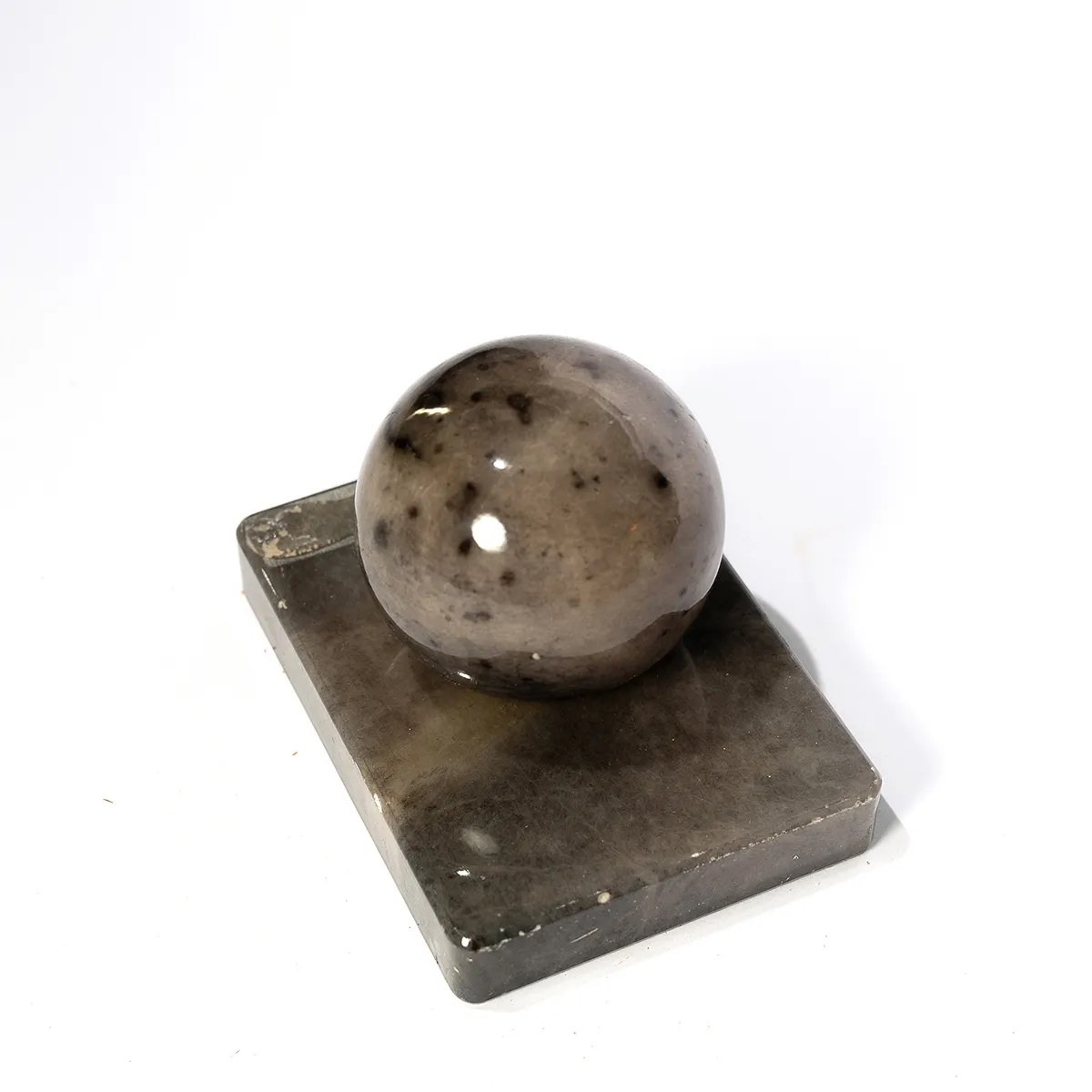 Gray Marble Sphere bookened - 4.75" x 3.5"