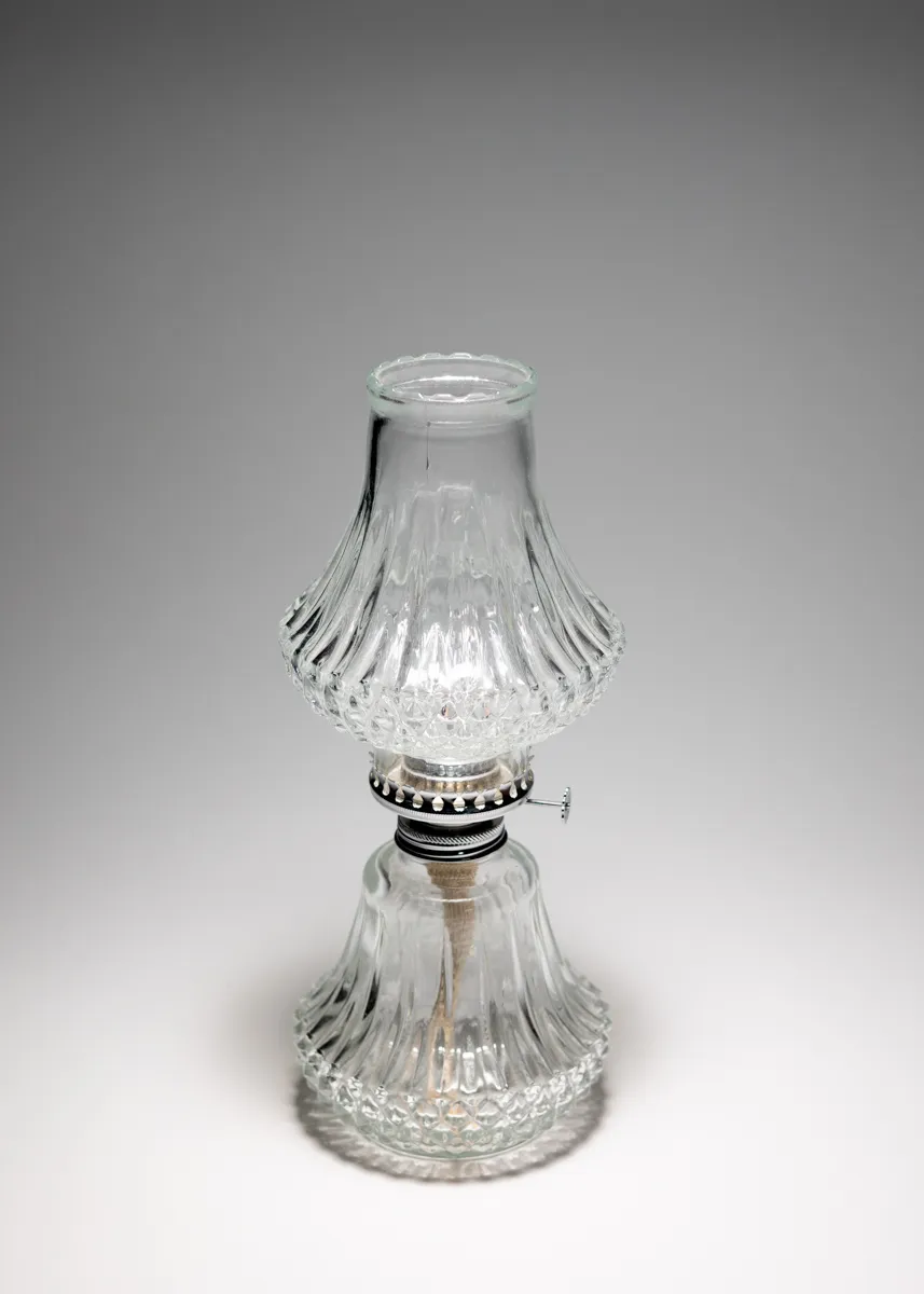 Heavy Clear Pressed Glass Oil Lamp