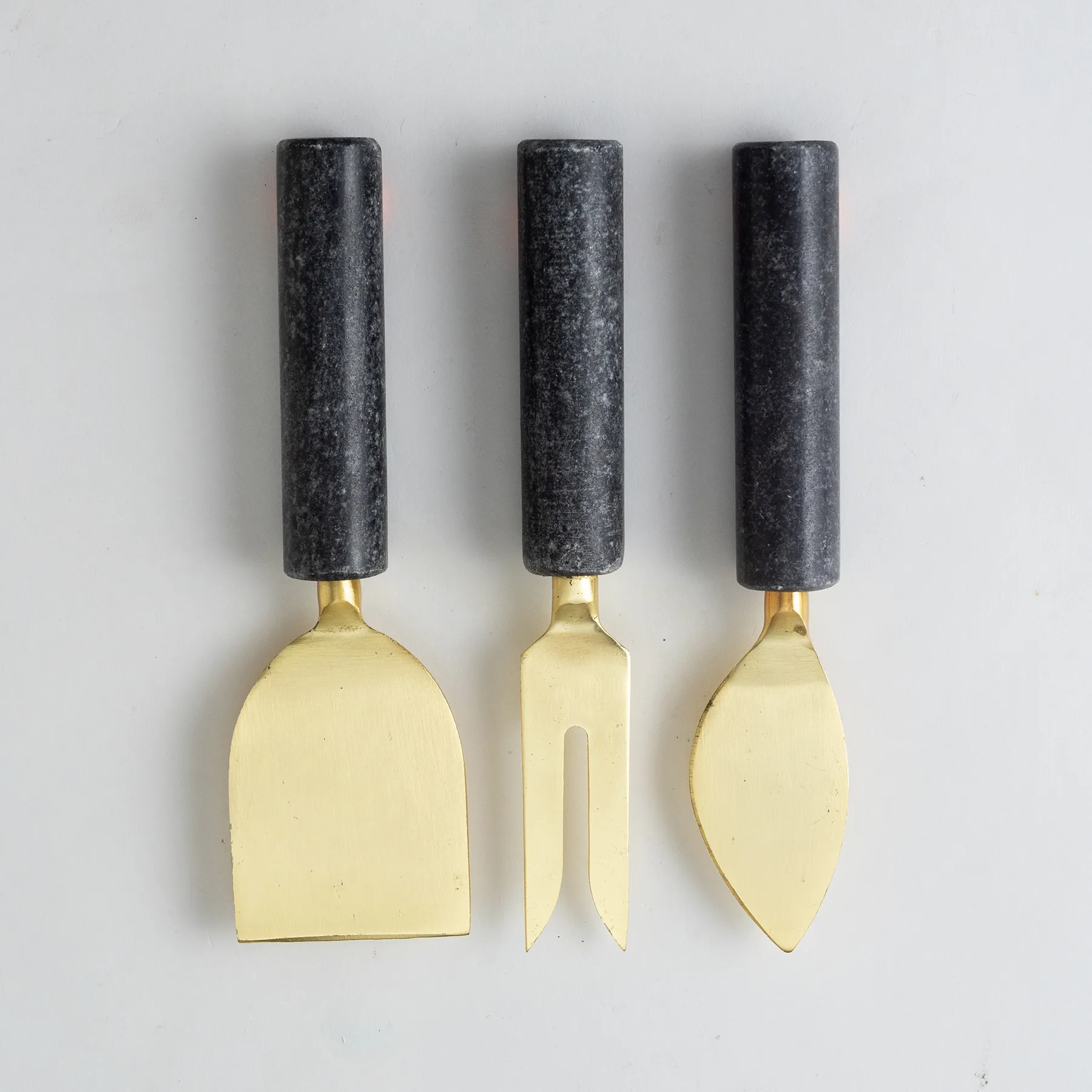 Marble Handled Gold Cheese Servers 
