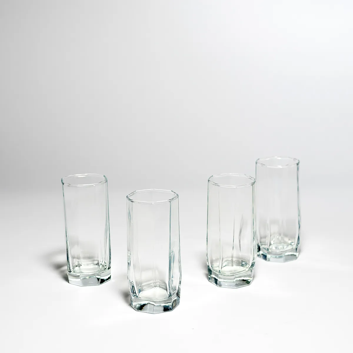 Octagon Shaped small clear Juice Glasses - 4.75" x 2"