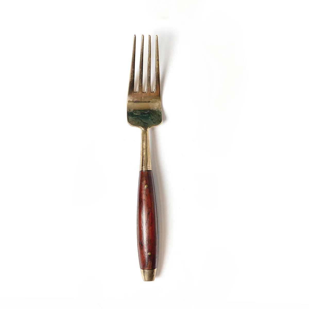 Mid Century MCM Thai Bronze and Teak Silverware Flatware Salad Fork