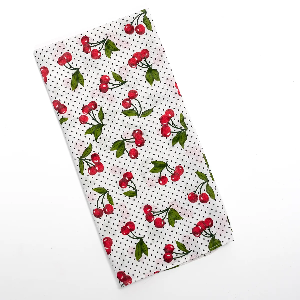 Single Napkin Cherry and black and white polka dot motif - 21.5" 