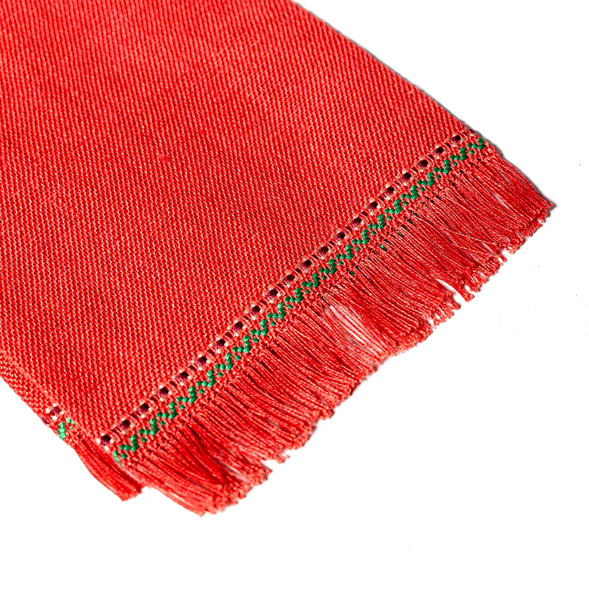 Pink Woven Placemat with a Border of pink and green plus Fringe