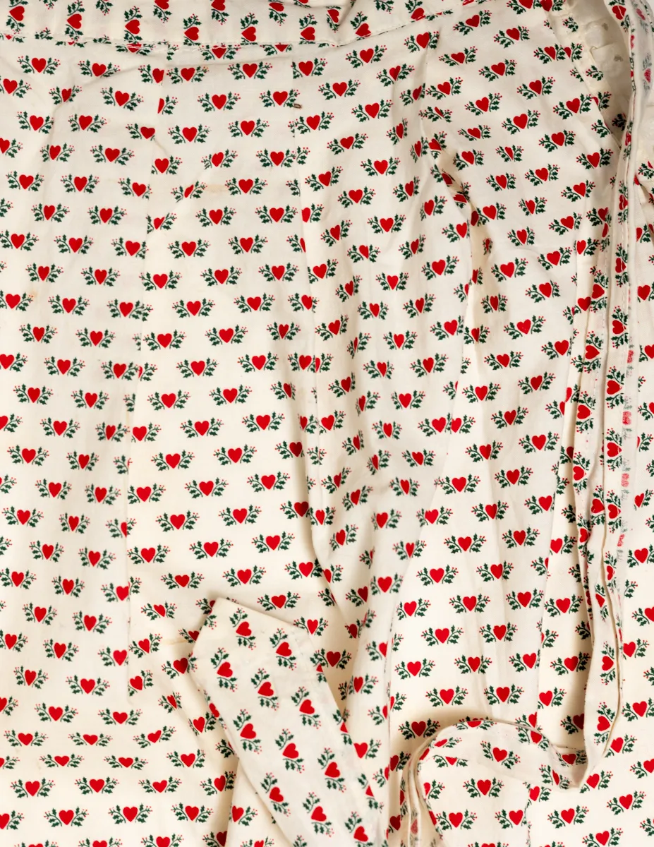 Soft Goods: Apron for Valentines Full Length Bid to knees. Big Red Heart on the Bib and the Pocket