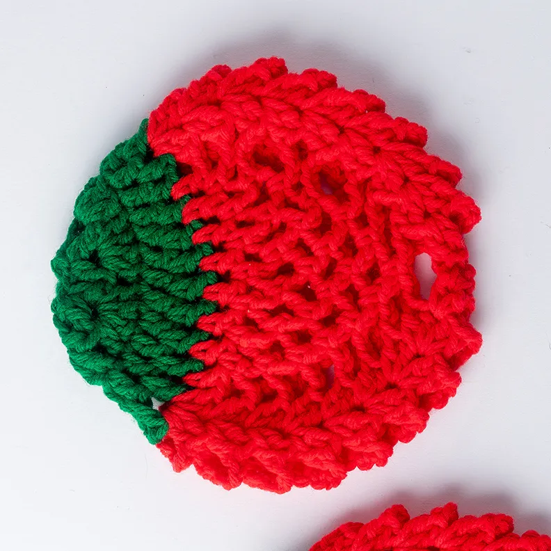 Crocheted Strawberry Trivet or Pot Holder - 6" x 6"