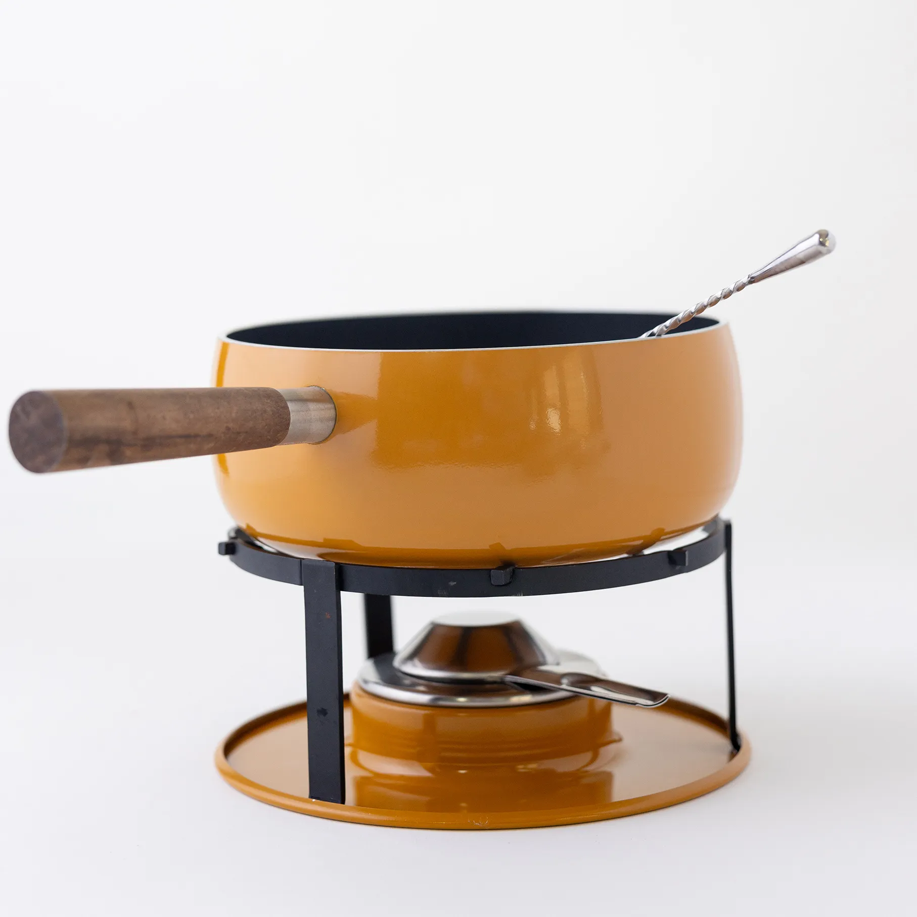 Mustard Fondue Set - 7" top down 8.5" wide 3.5" pot with no base	