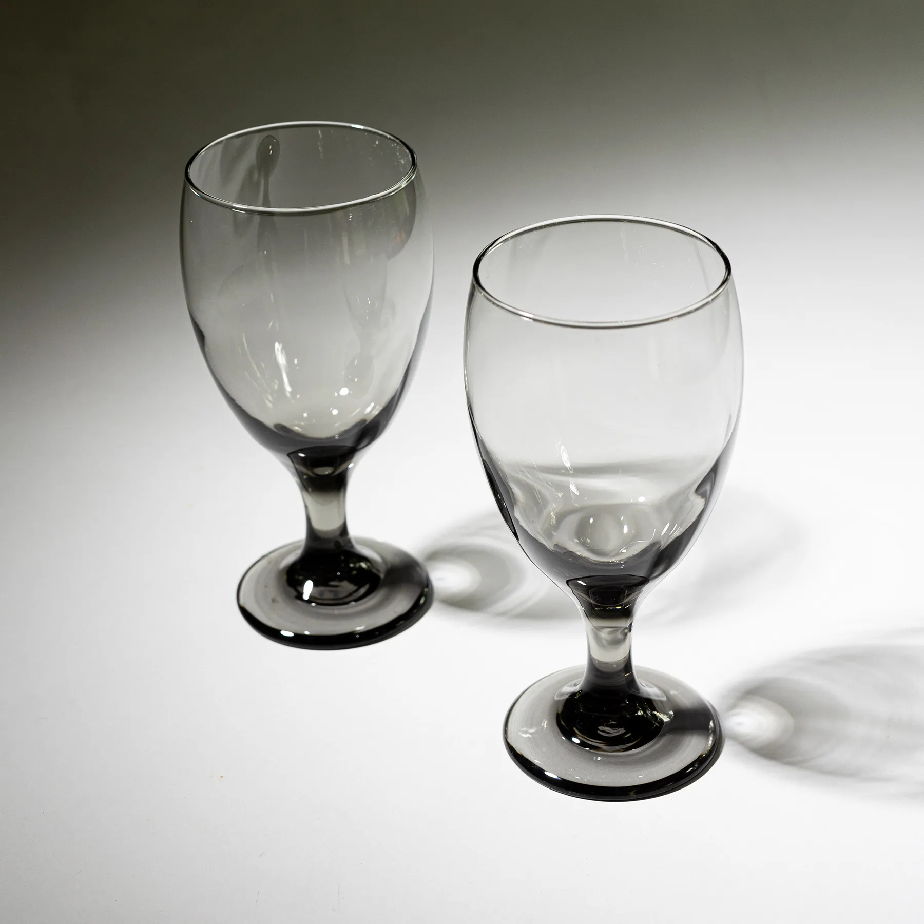 Gray Stemmed Water Glasses Goblets - 7" x 3"