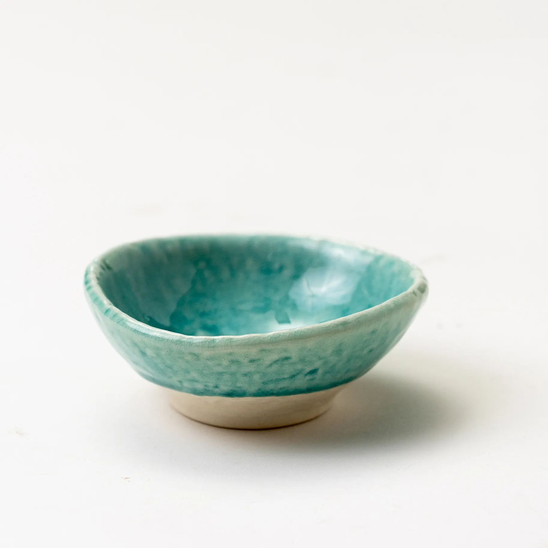 Odd Shaped Turquoise Glazed Ramekin