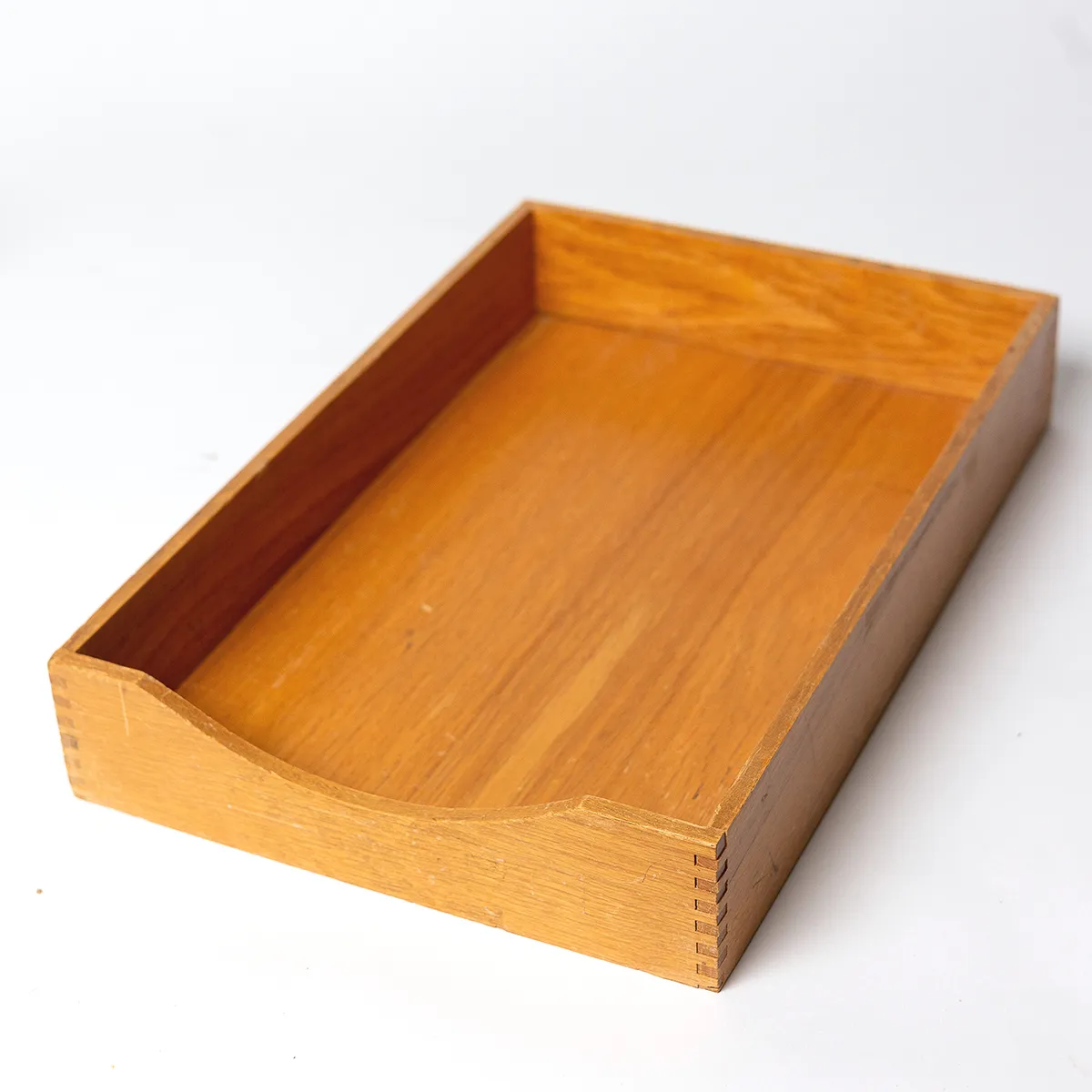 1960s Wood Desktop Paper File Tray 
