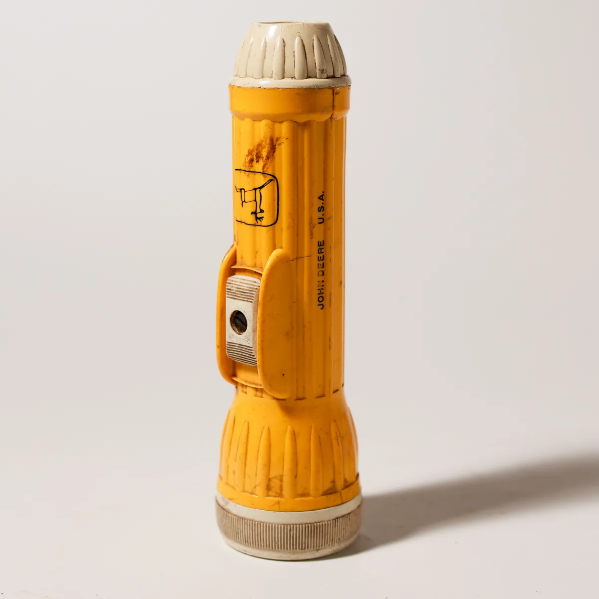 Vintage Orange Ribbed Plastic Retro Flashlight Prop yellow