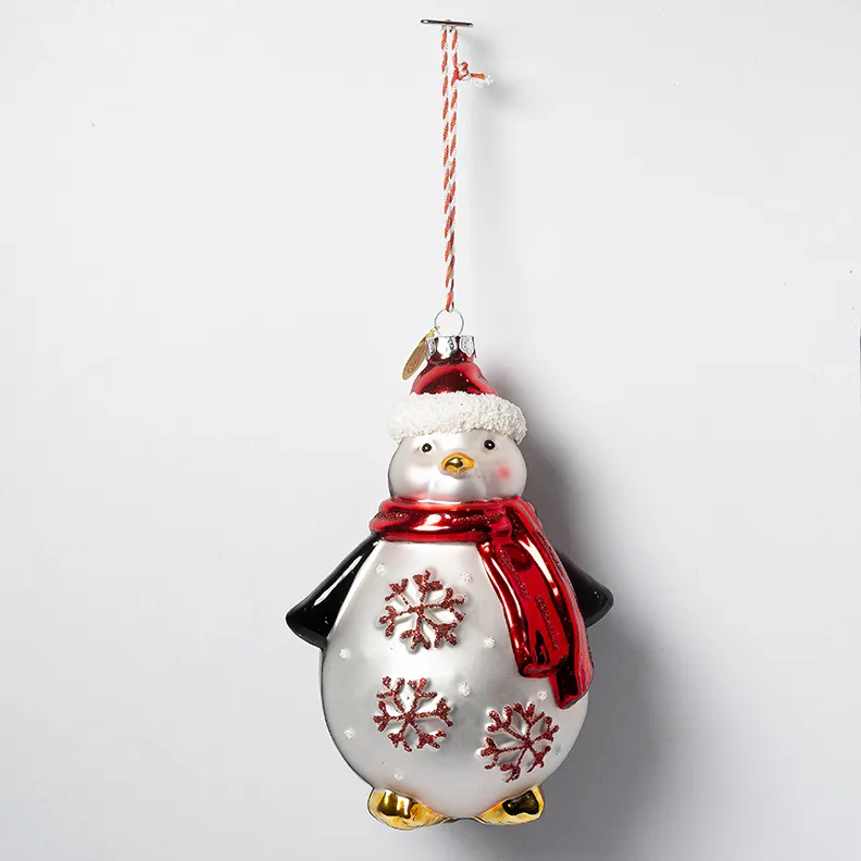 Glass Penguin Christmas Tree Ornament - 5" x 3.5"