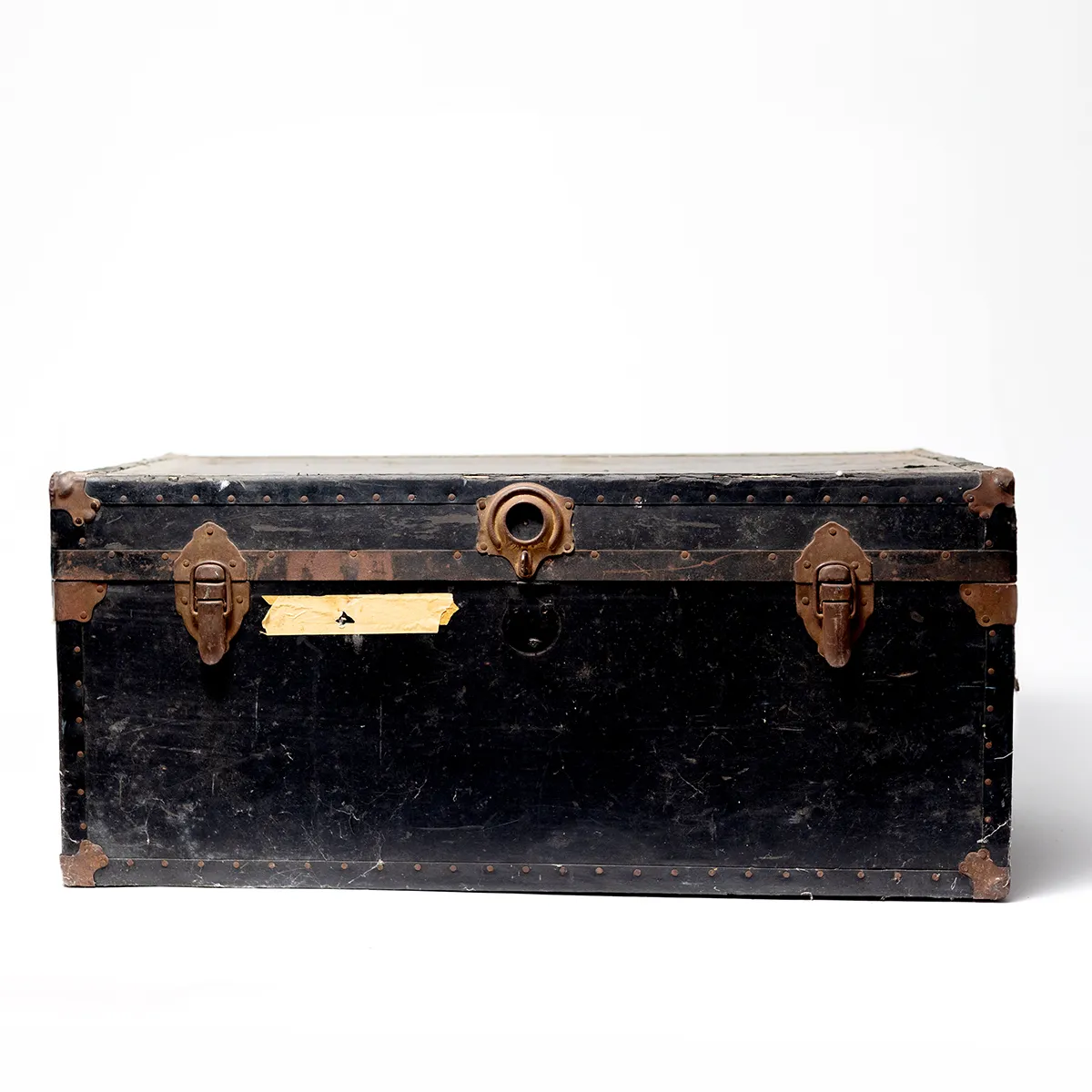 Black, Weathered Storage Shipping Trunk 1970