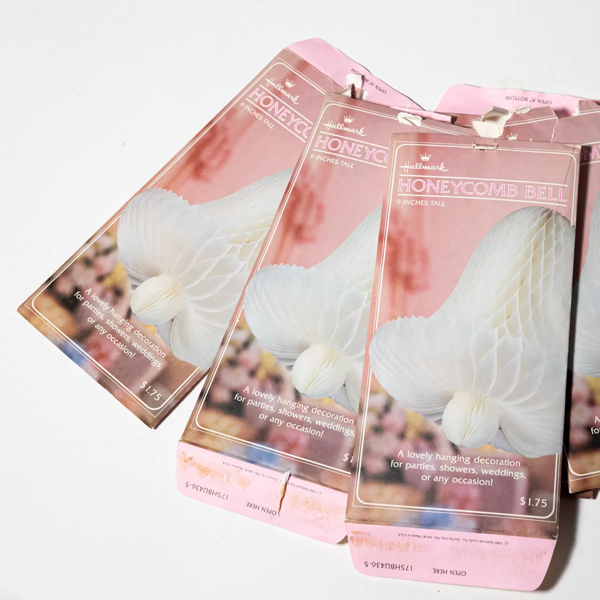 Vintage Unused Hallmark White Honeycomb White Crape Paper Wedding Bells set of 4