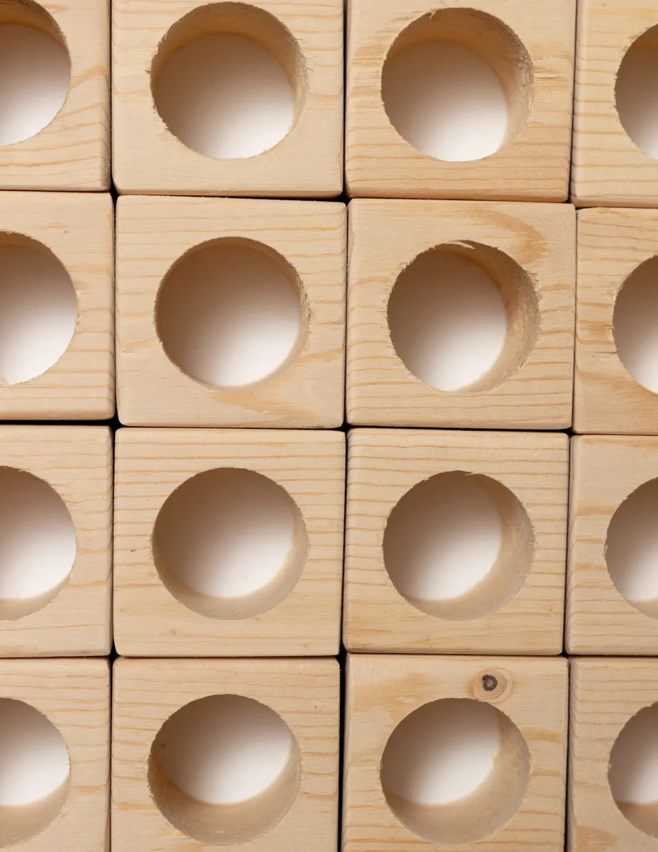 Blond Wood Blocks with perfect centered 1" circle in the middle Candle Holder / Riser