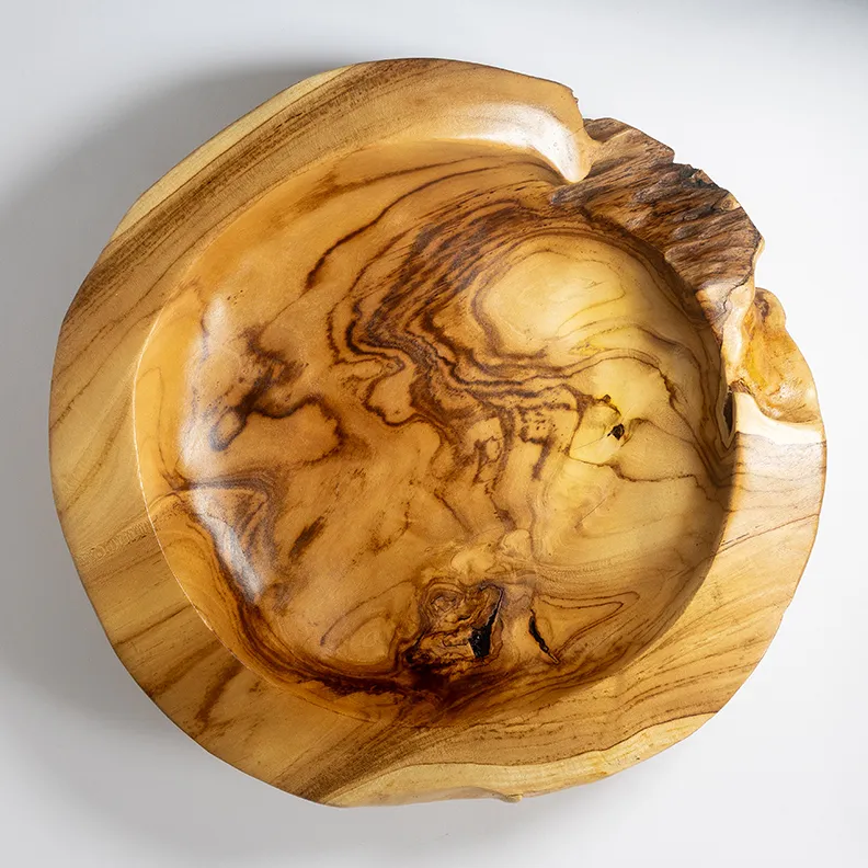 RAW Solid Wood Serving Bowl with raw unfinished edge - 16" x 3"