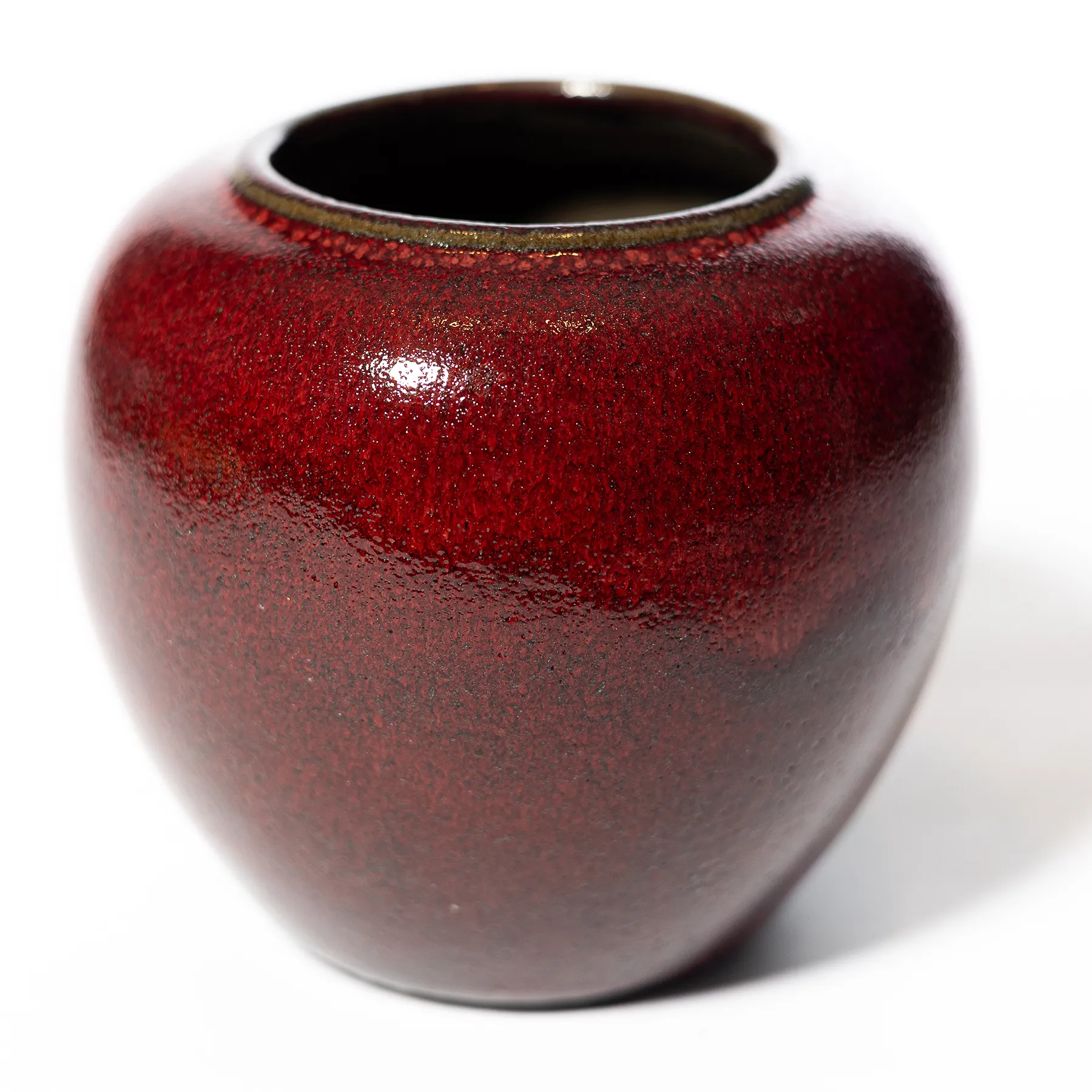 Brown Glazed Pottery Jar Deep Red Brown - 4" x 4.5"