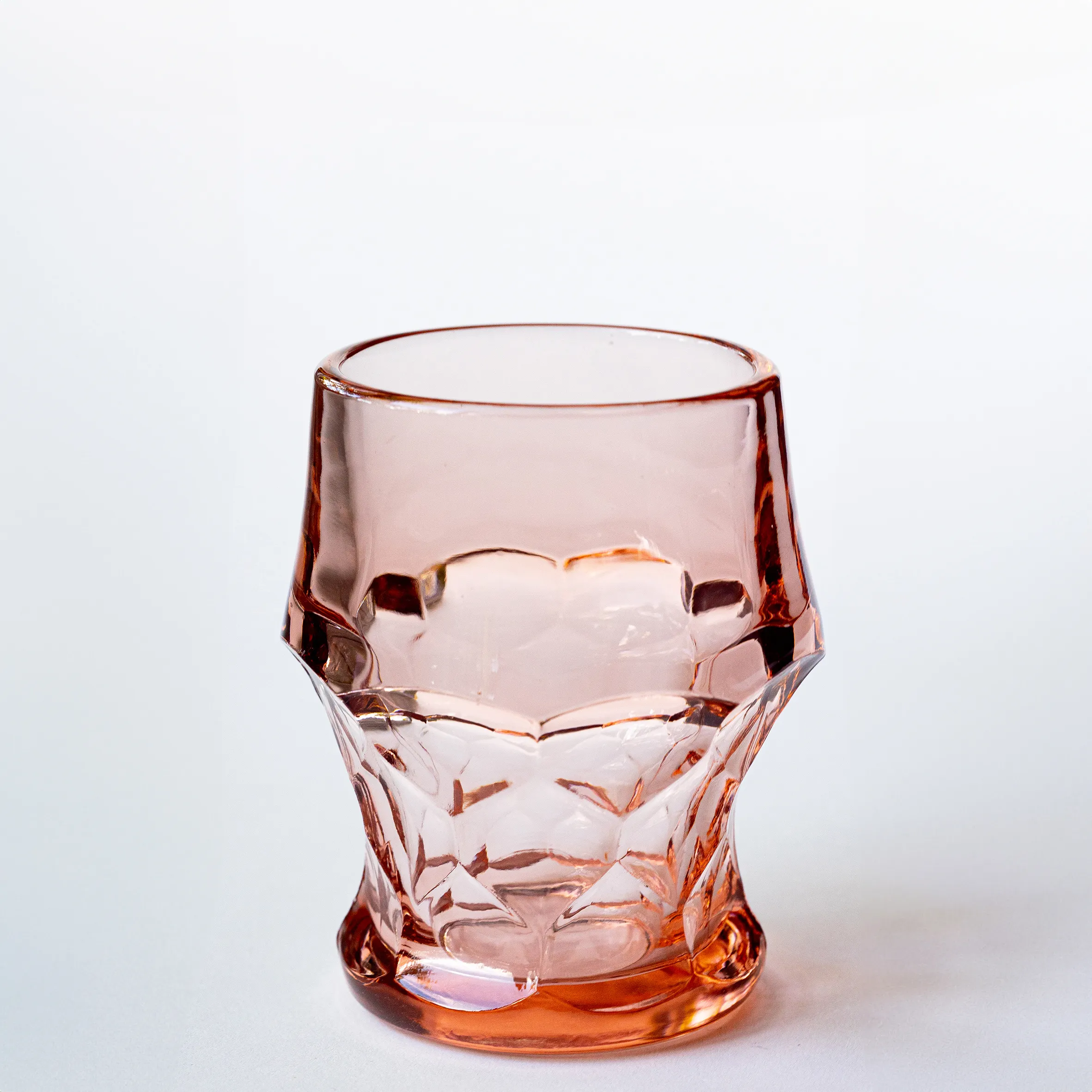 Pink Honeycomb Rocks Glass 4" x 3"